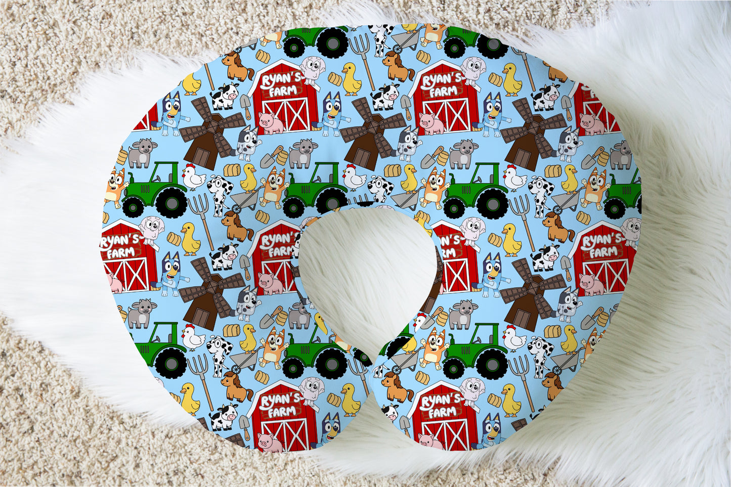 BINGO WAS HER NAME-O Personalized Name Nursing Pillow Cover | Blue