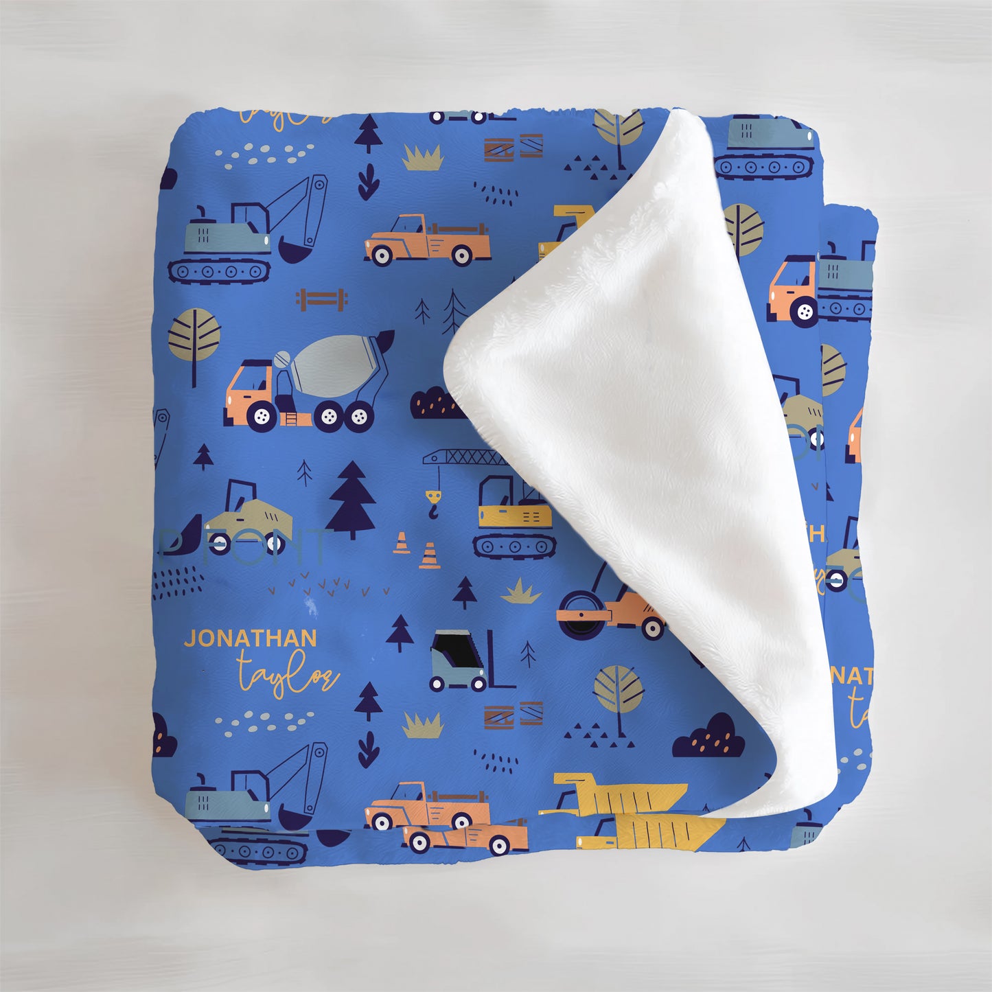 Boy Construction Personalized Minky Blanket