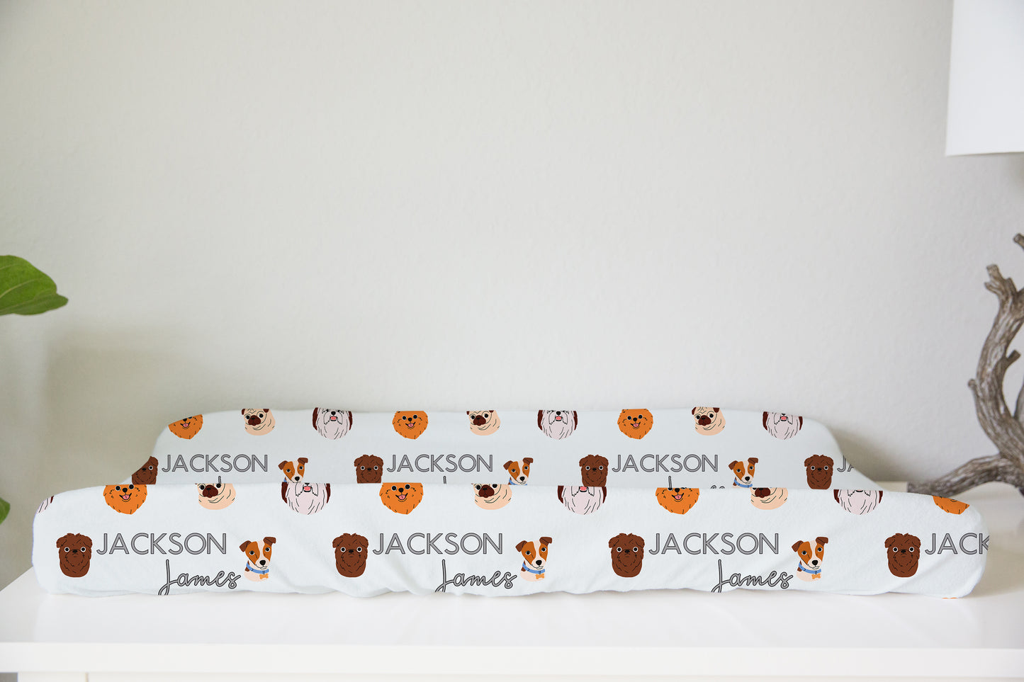 Dog Faces Personalized Changing Pad Cover