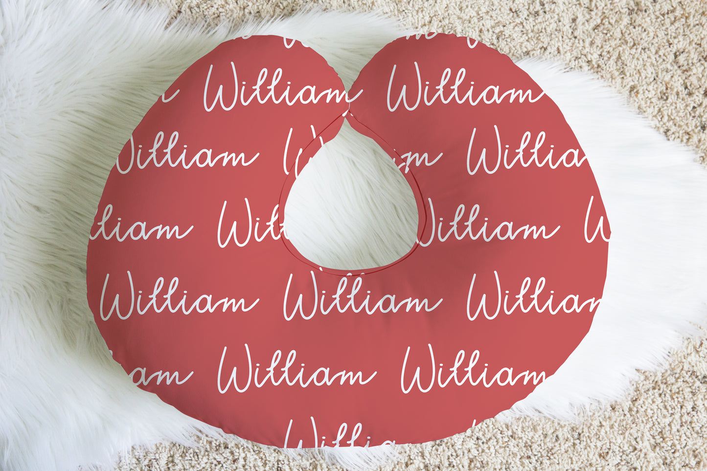 Solid Color Doodle Font Personalized Name Nursing Pillow Cover