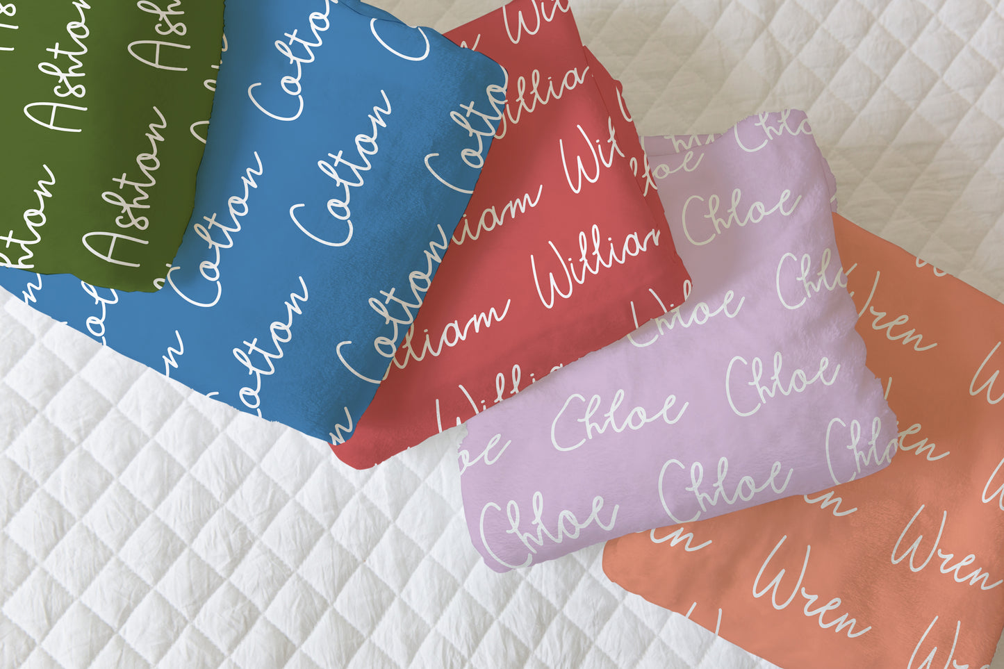 Custom Name Solid Color Doodle Font Personalized Minky Blanket
