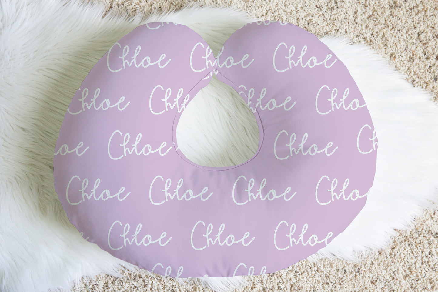 Solid Color Doodle Font Personalized Name Nursing Pillow Cover