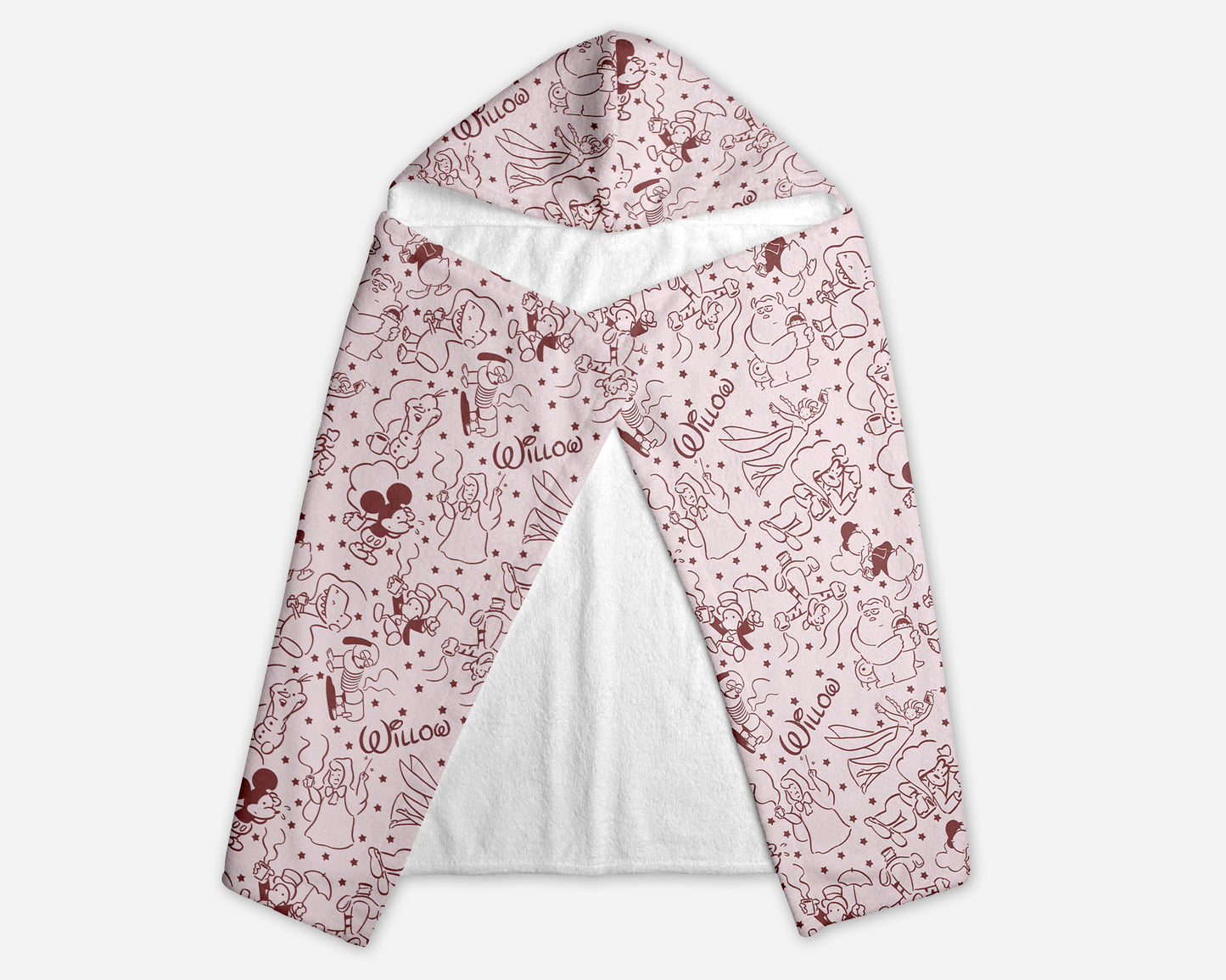 Park Doodles Peach Personalized Hooded Towel