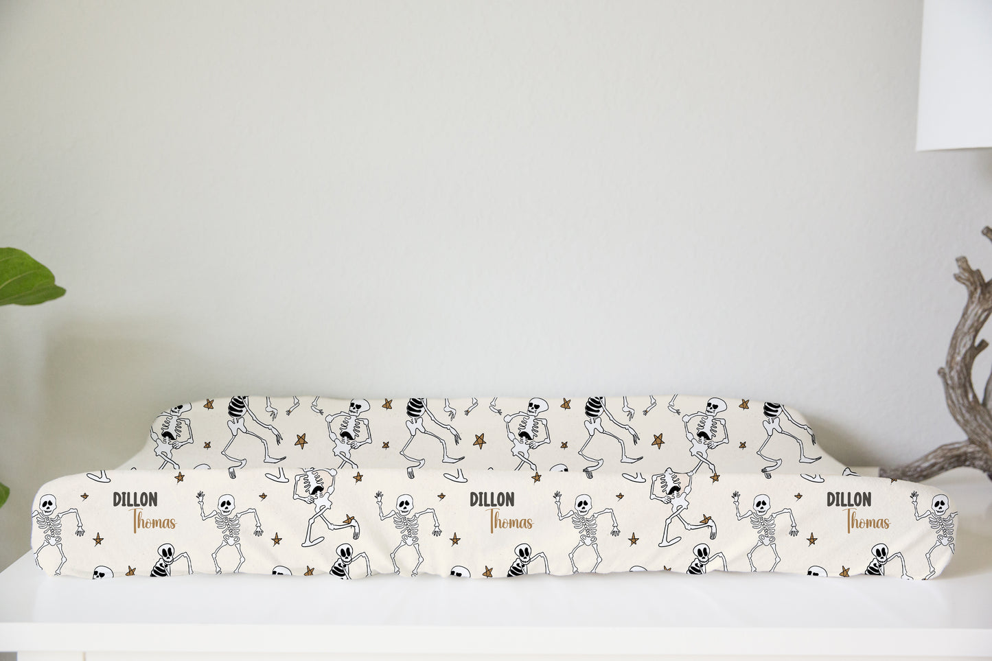 Spooky Scary Skeletons Halloween Personalized Changing Pad Cover