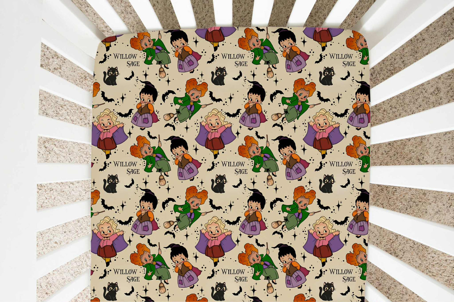 Little Witches Halloween Personalized Crib Sheet