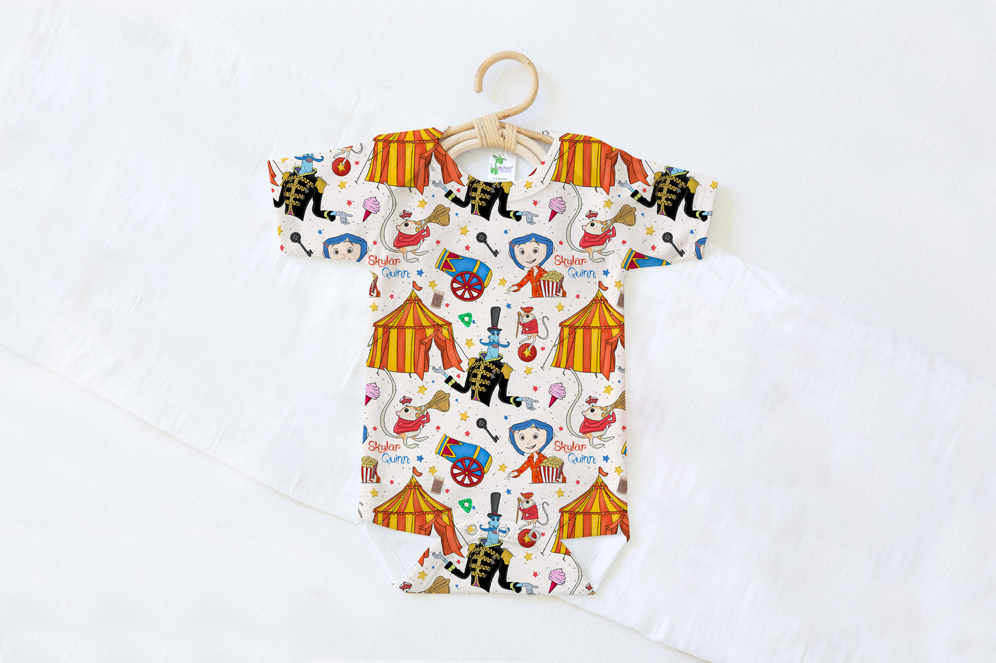 Button Eyes Personalized Name Baby Bodysuit