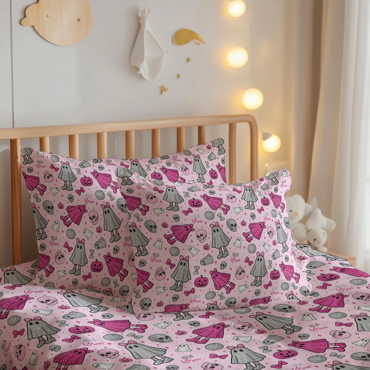 Scary Cute Halloween Build Your Own Personalized Twin Bedding Set – Sheets & Pillowcase Options