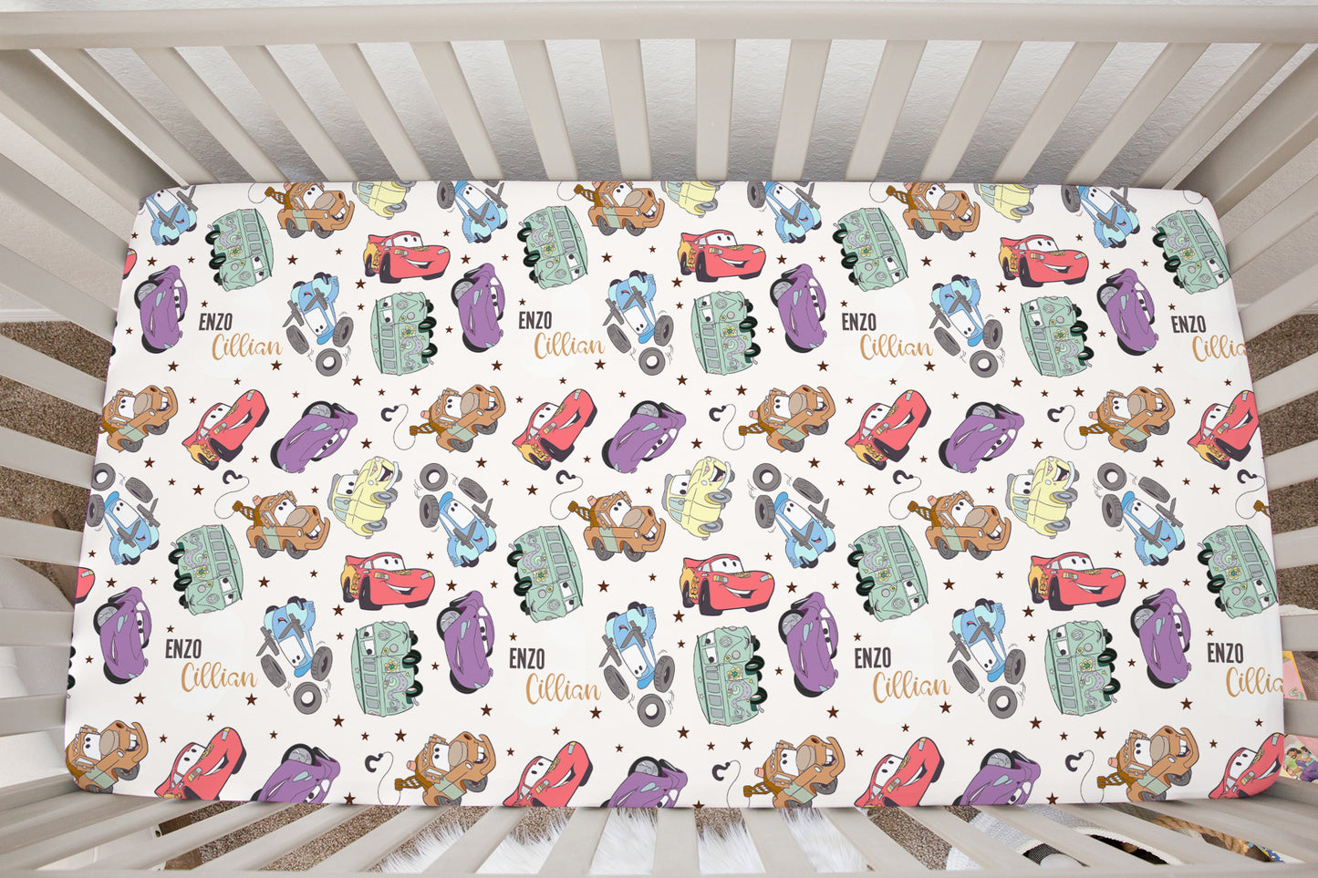Mater & Friends Personalized Crib Sheet