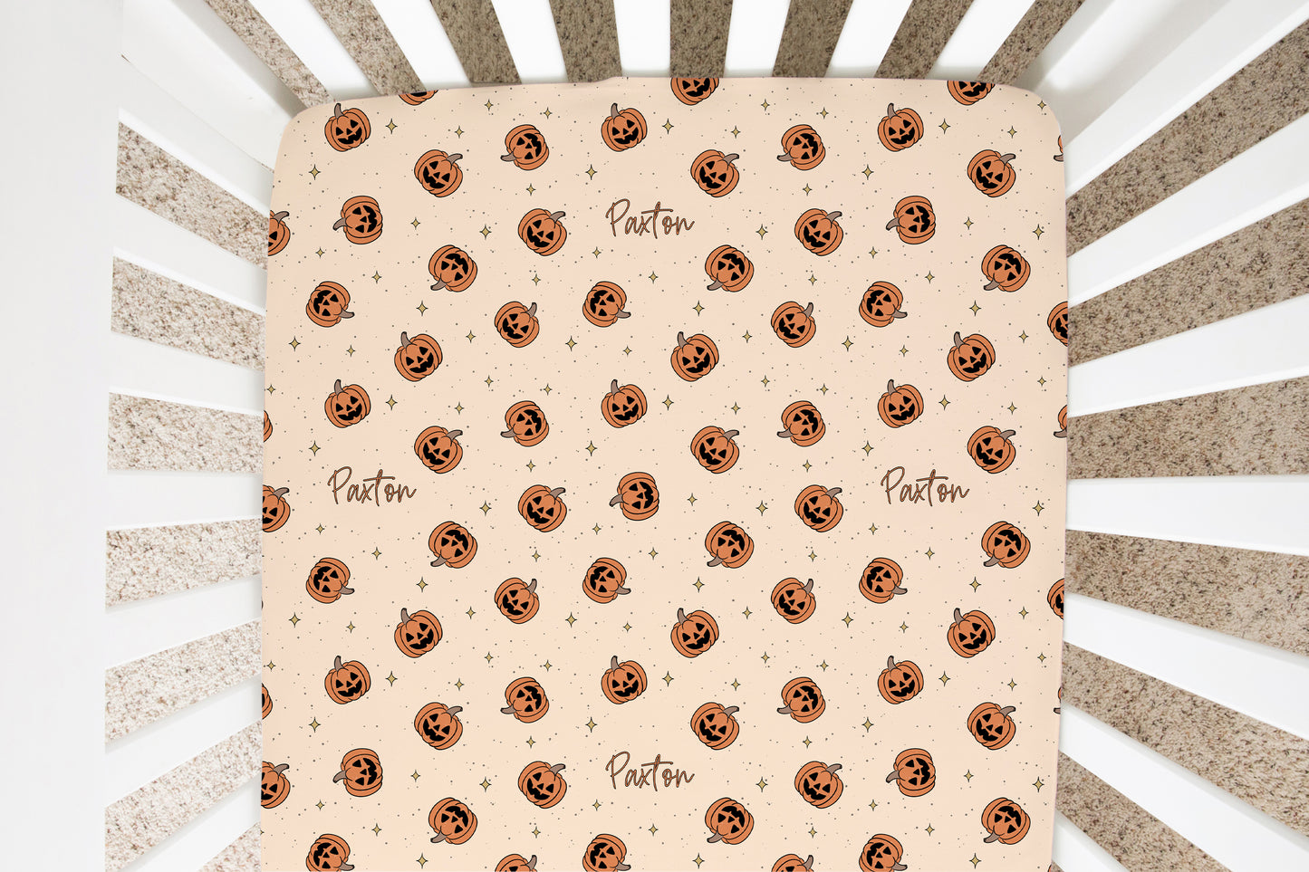 Pumpkin Halloween Personalized Crib Sheet