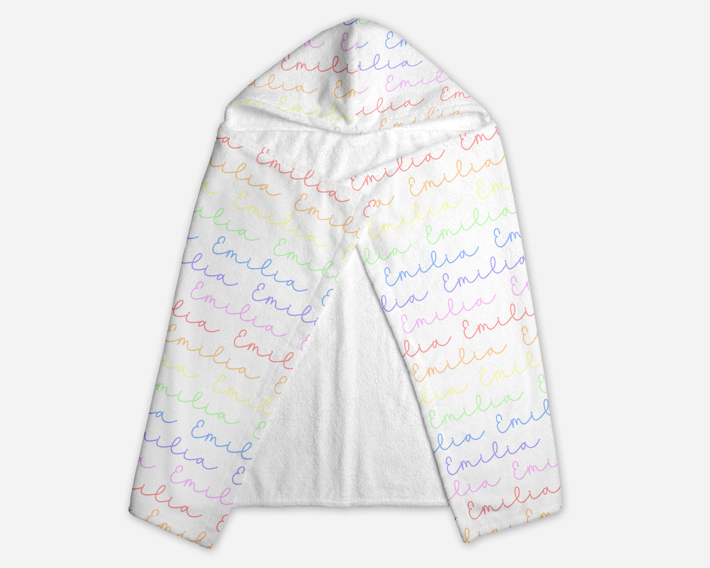 Rainbow Pastels Doodle Font Personalized Hooded Towel