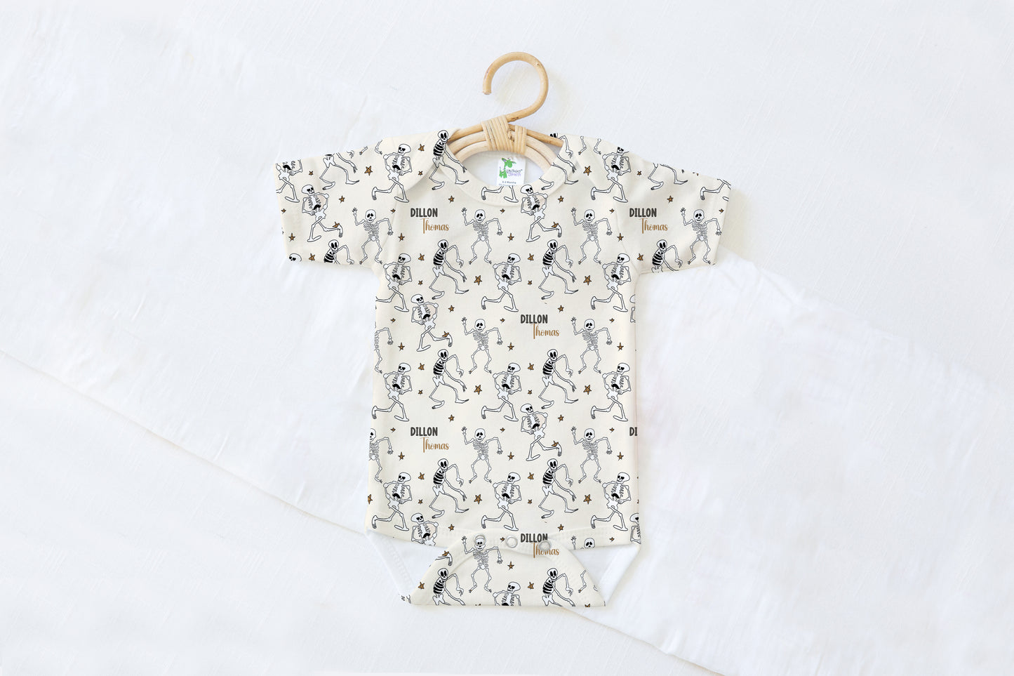 Spooky Scary Skeletons Halloween Personalized Name Baby Bodysuit