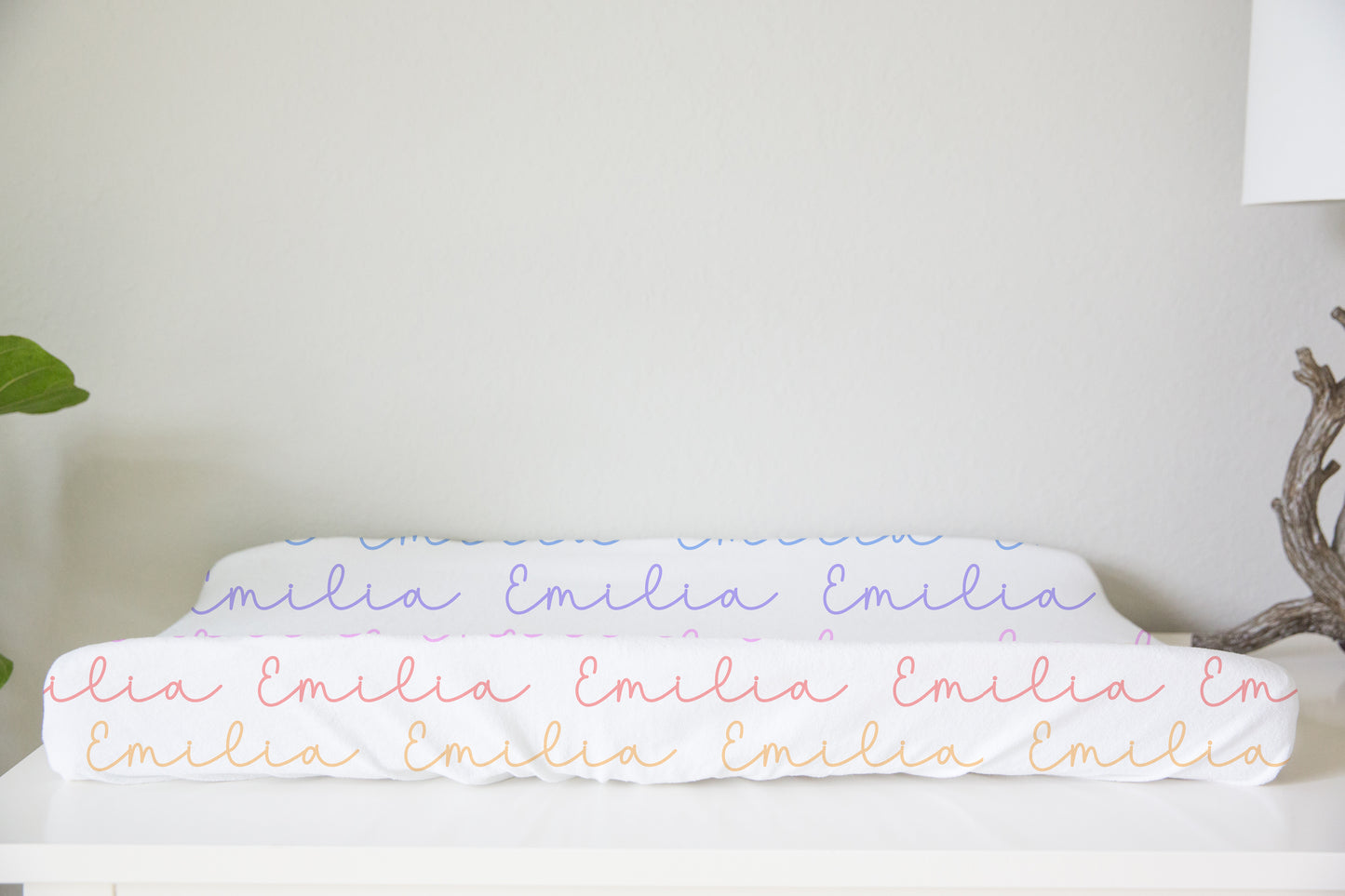 Rainbow Pastels Doodle Font Personalized Changing Pad Cover