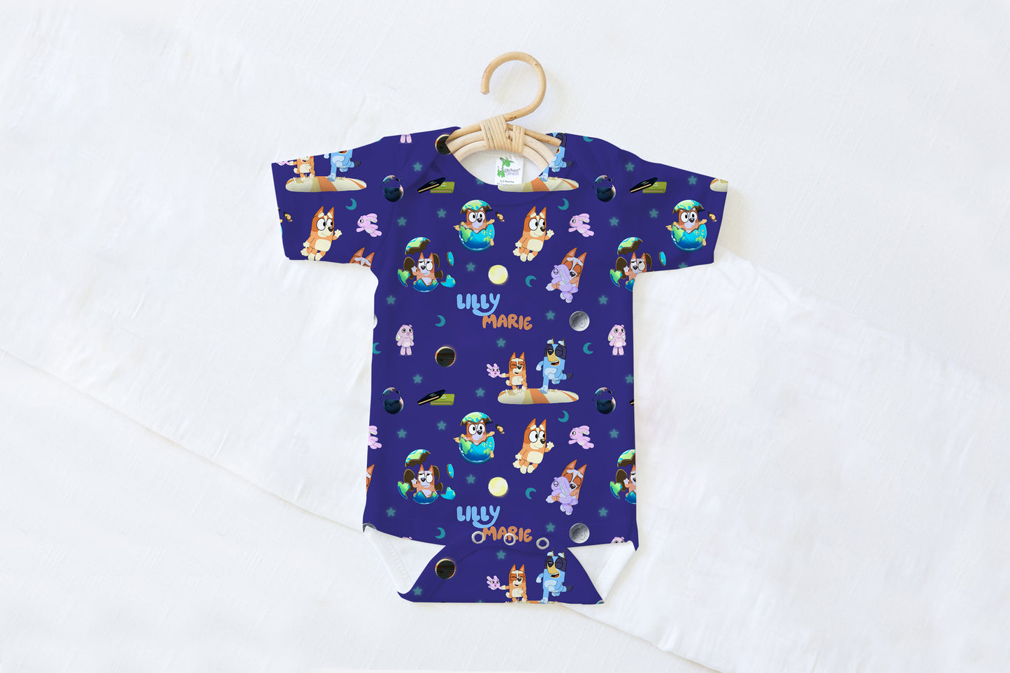 Sleepytime Pups Personalized Name Baby Bodysuit