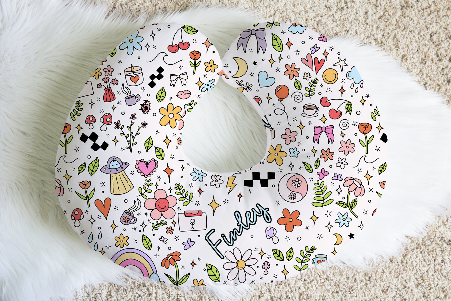 Girl Vibes Only Personalized Name Nursing Pillow Cover