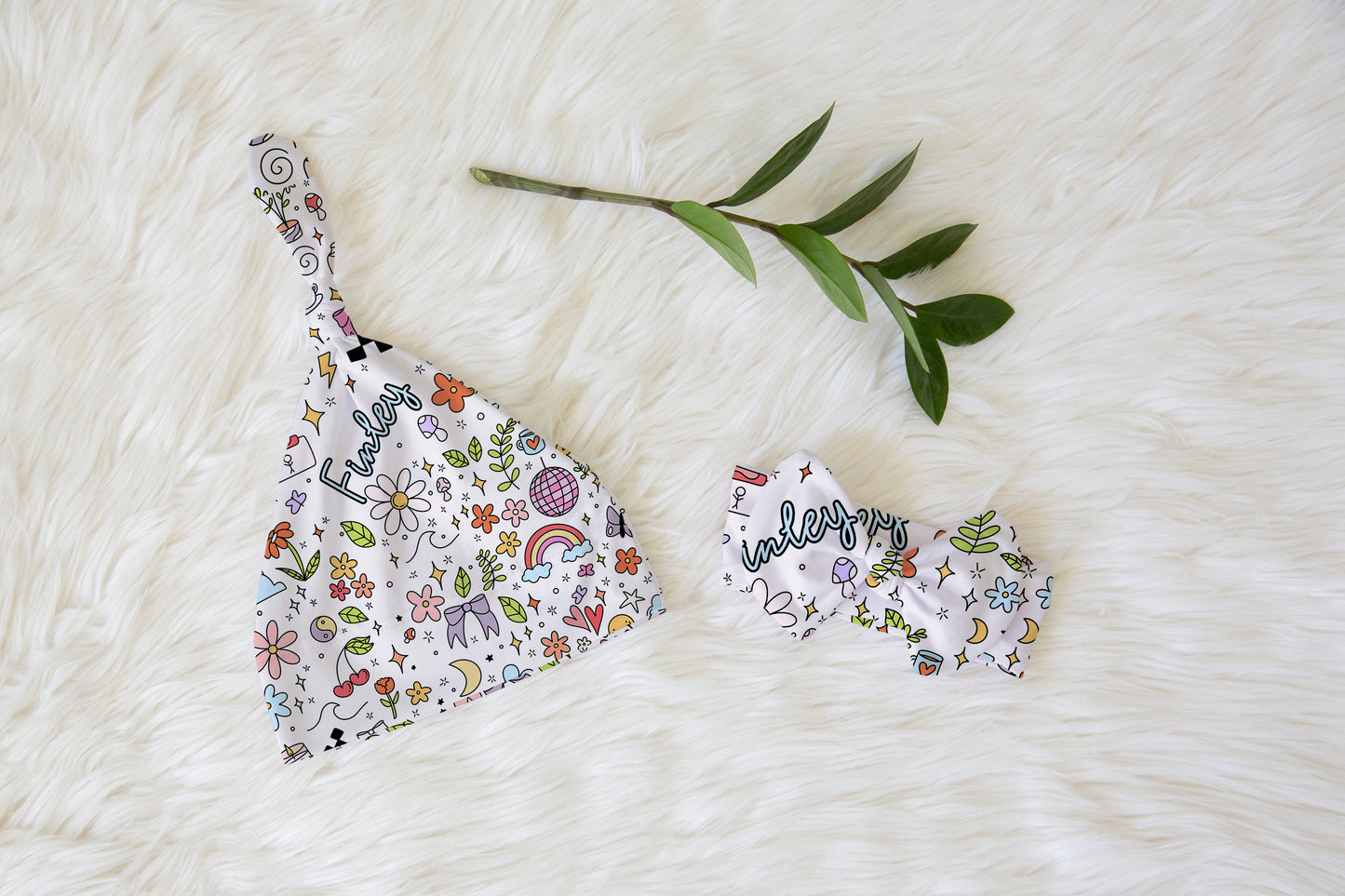 Girl Vibes Only Knotted Newborn Hat & Bow Headband