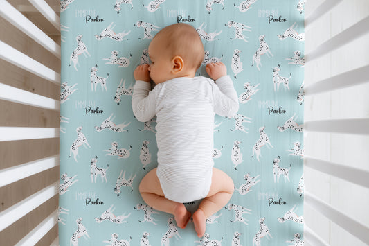 Seeing Spots Personalized Crib Sheet