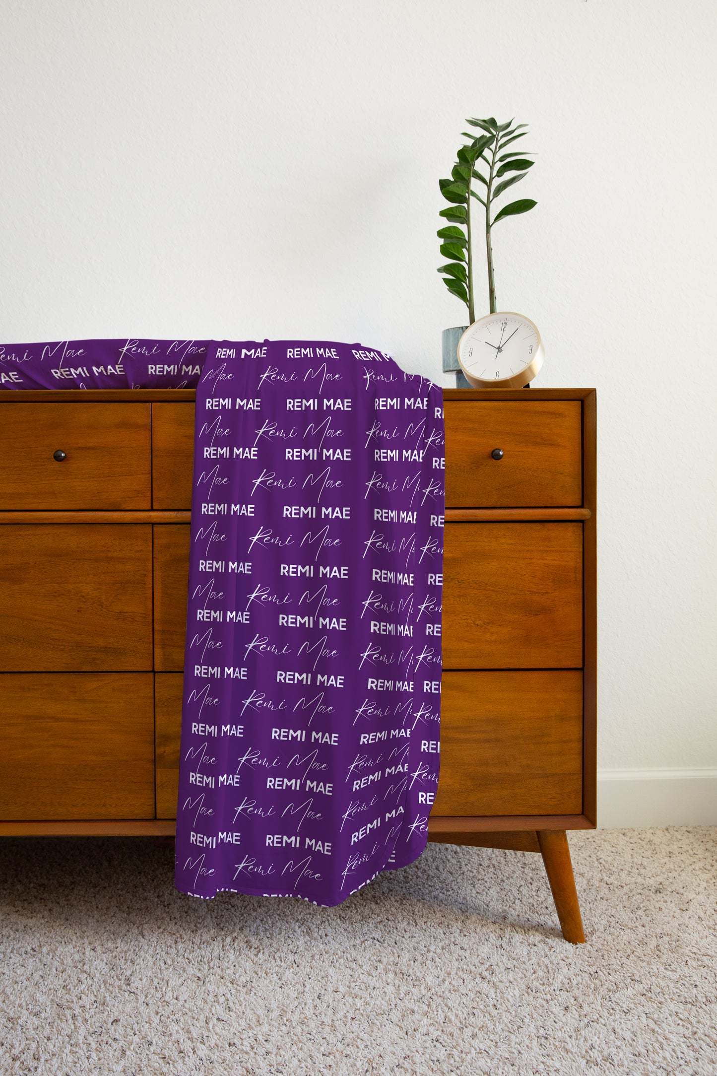 Solid Color Stacked Font Personalized Name Swaddle