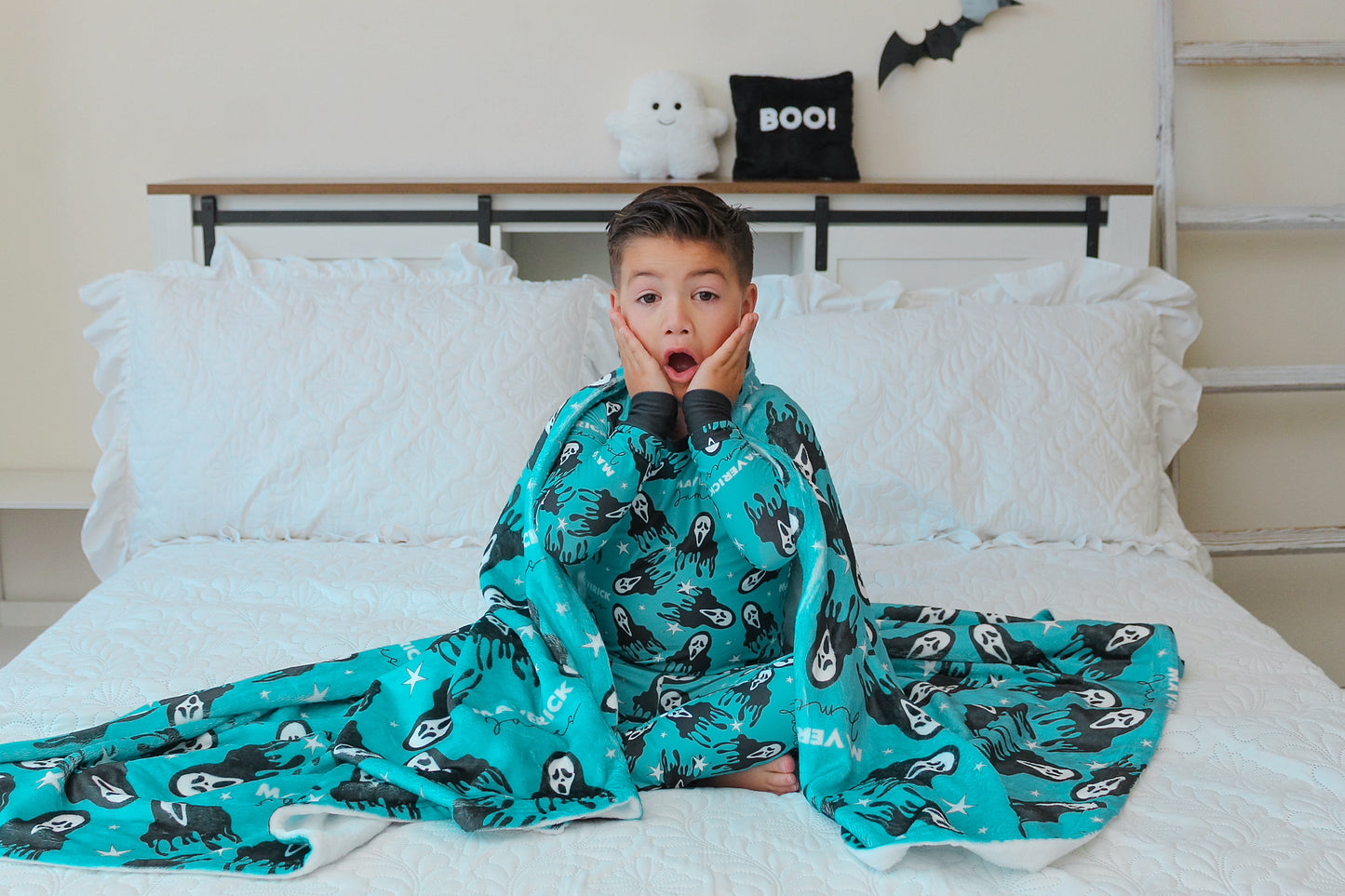 Don't Hang Up Halloween Long Sleeve Jersey Jams – Two-Piece Loungewear Set