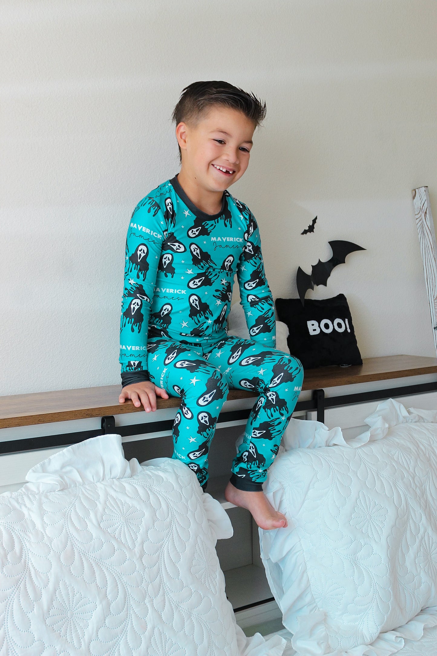 Don't Hang Up Halloween Long Sleeve Jersey Jams – Two-Piece Loungewear Set