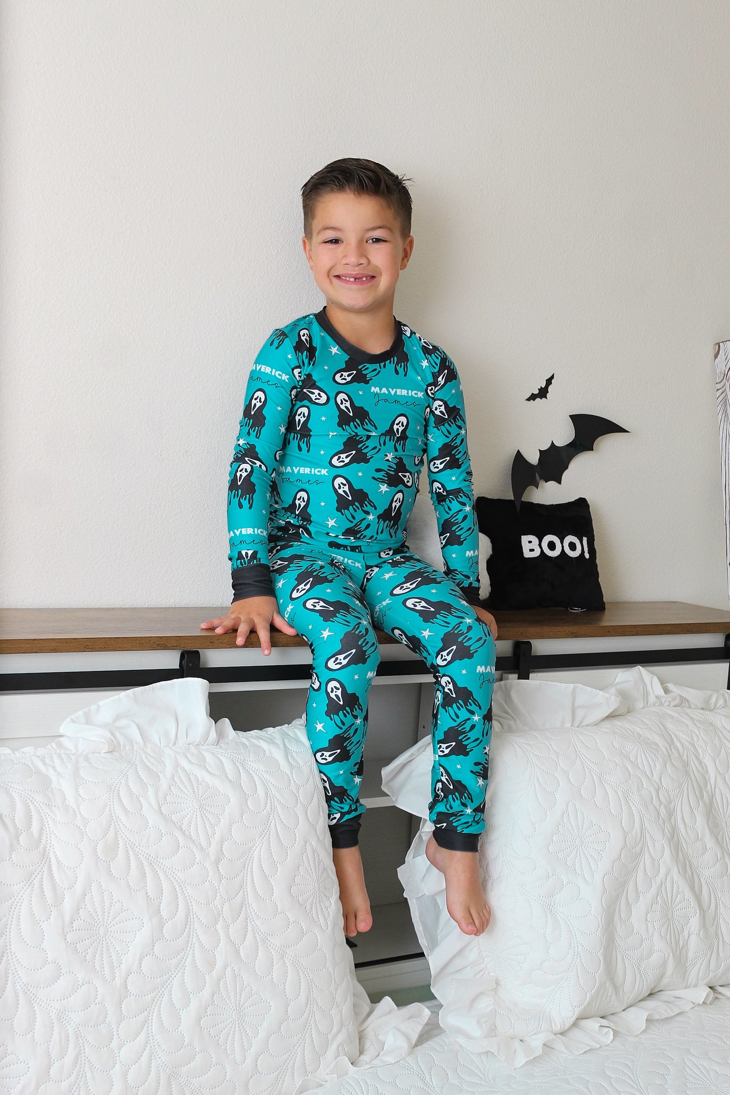 Don't Hang Up Halloween Long Sleeve Jersey Jams – Two-Piece Loungewear Set