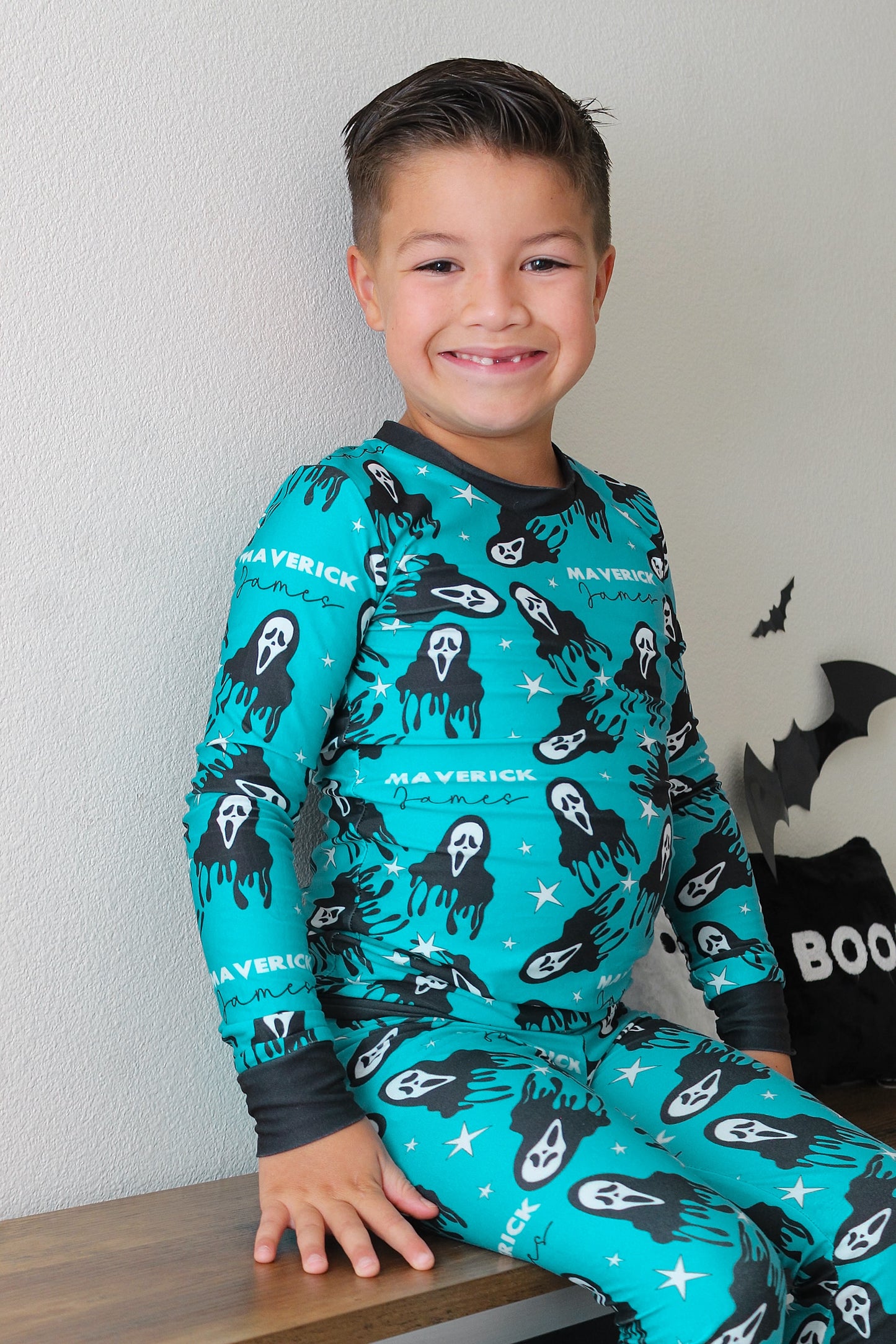 Don't Hang Up Halloween Long Sleeve Jersey Jams – Two-Piece Loungewear Set