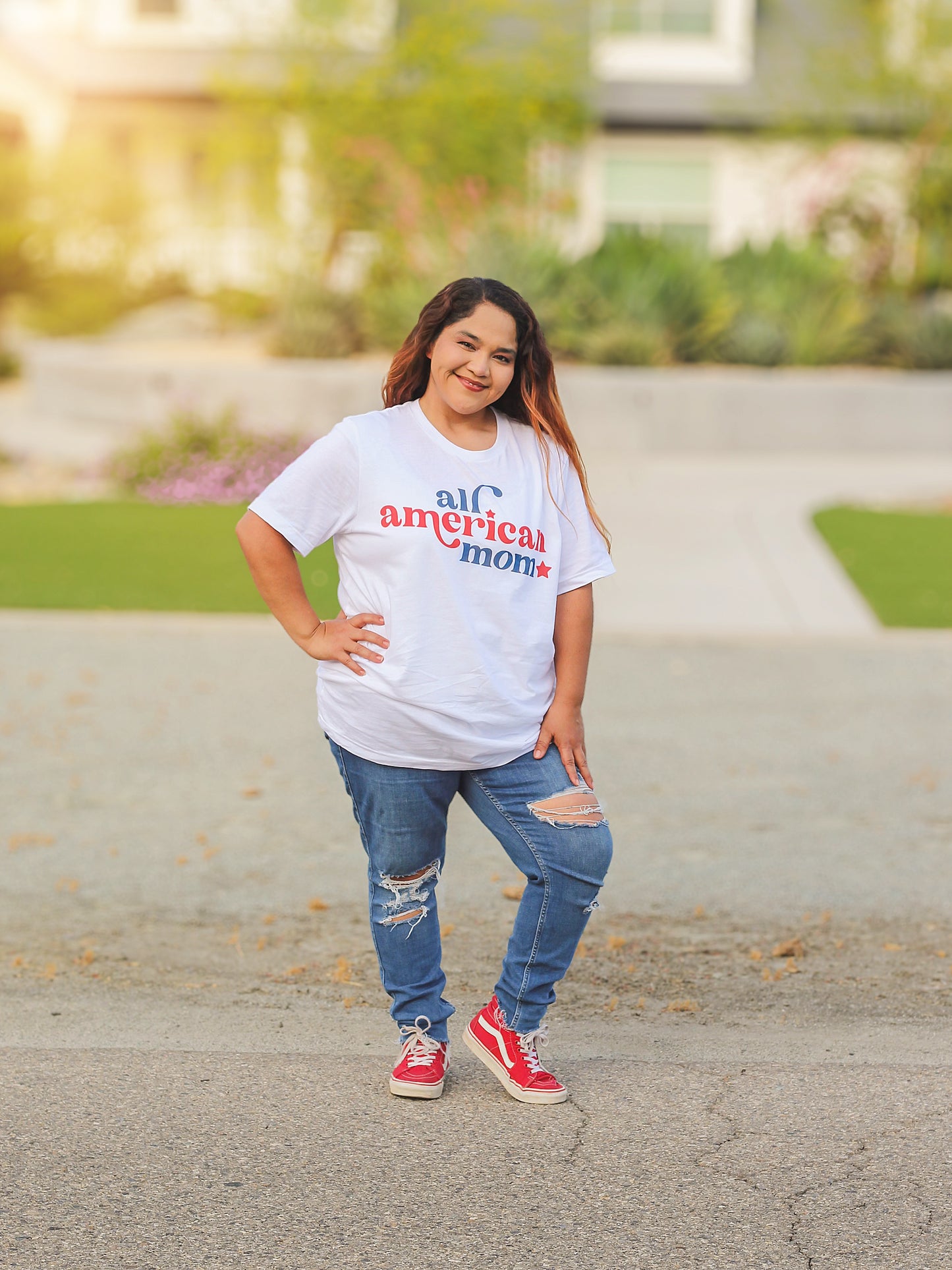 All American Mom Women's Graphic Tee | White