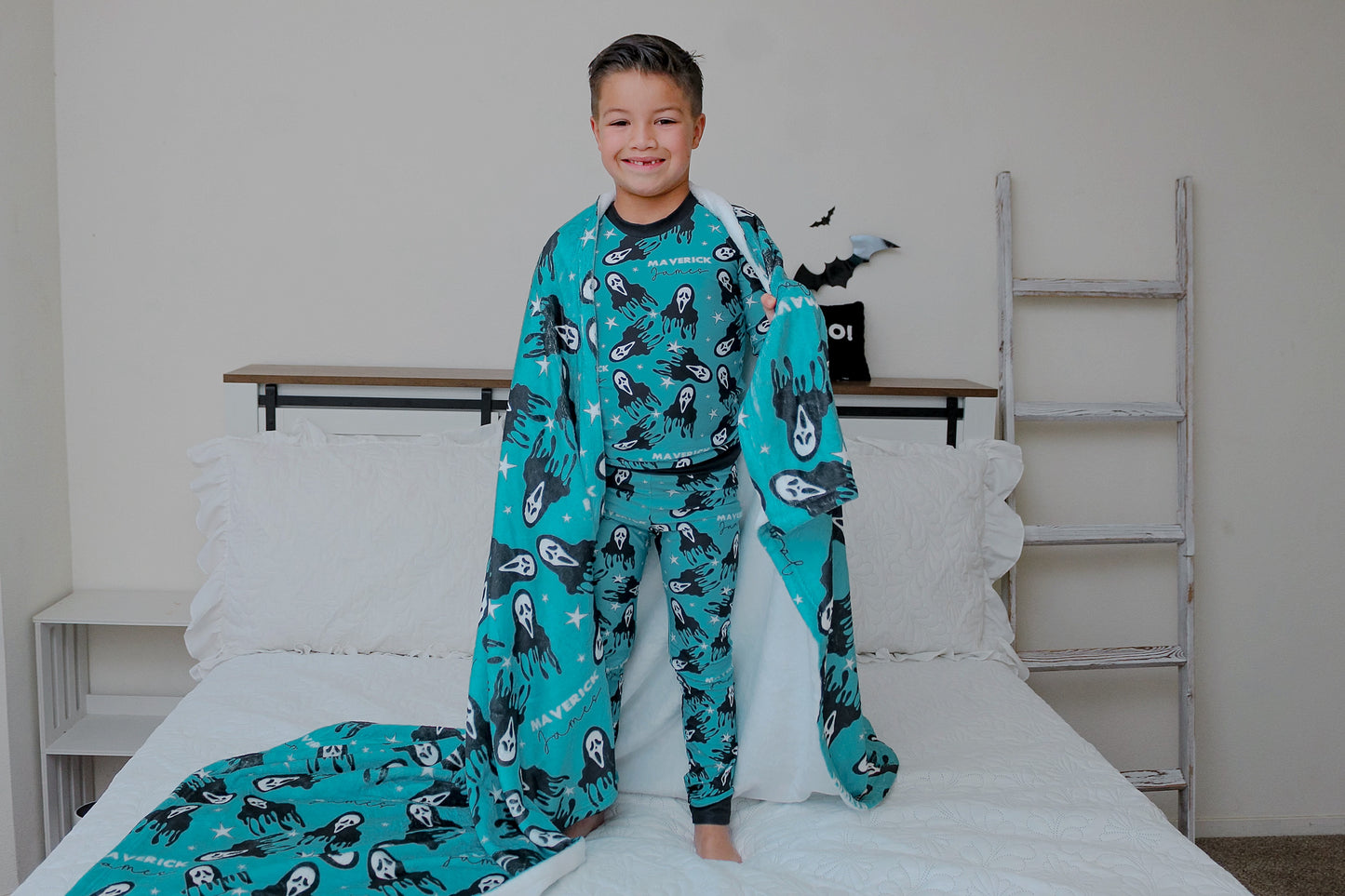 Don't Hang Up Halloween Long Sleeve Jersey Jams – Two-Piece Loungewear Set