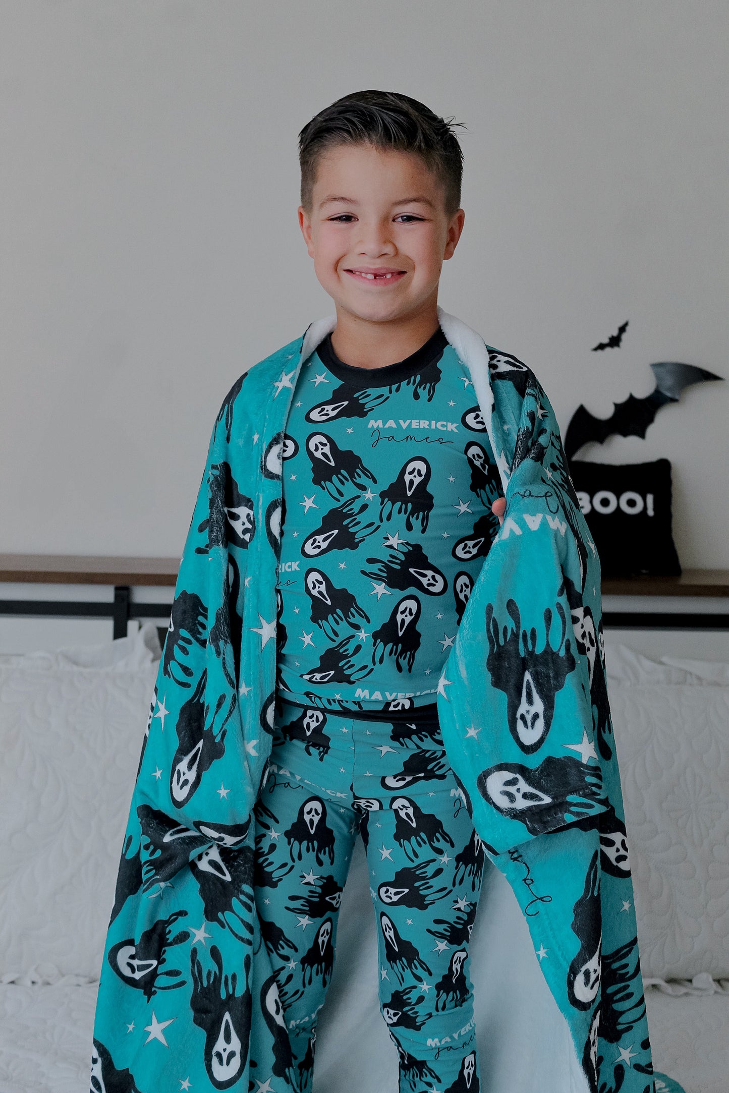 Don't Hang Up Halloween Long Sleeve Jersey Jams – Two-Piece Loungewear Set