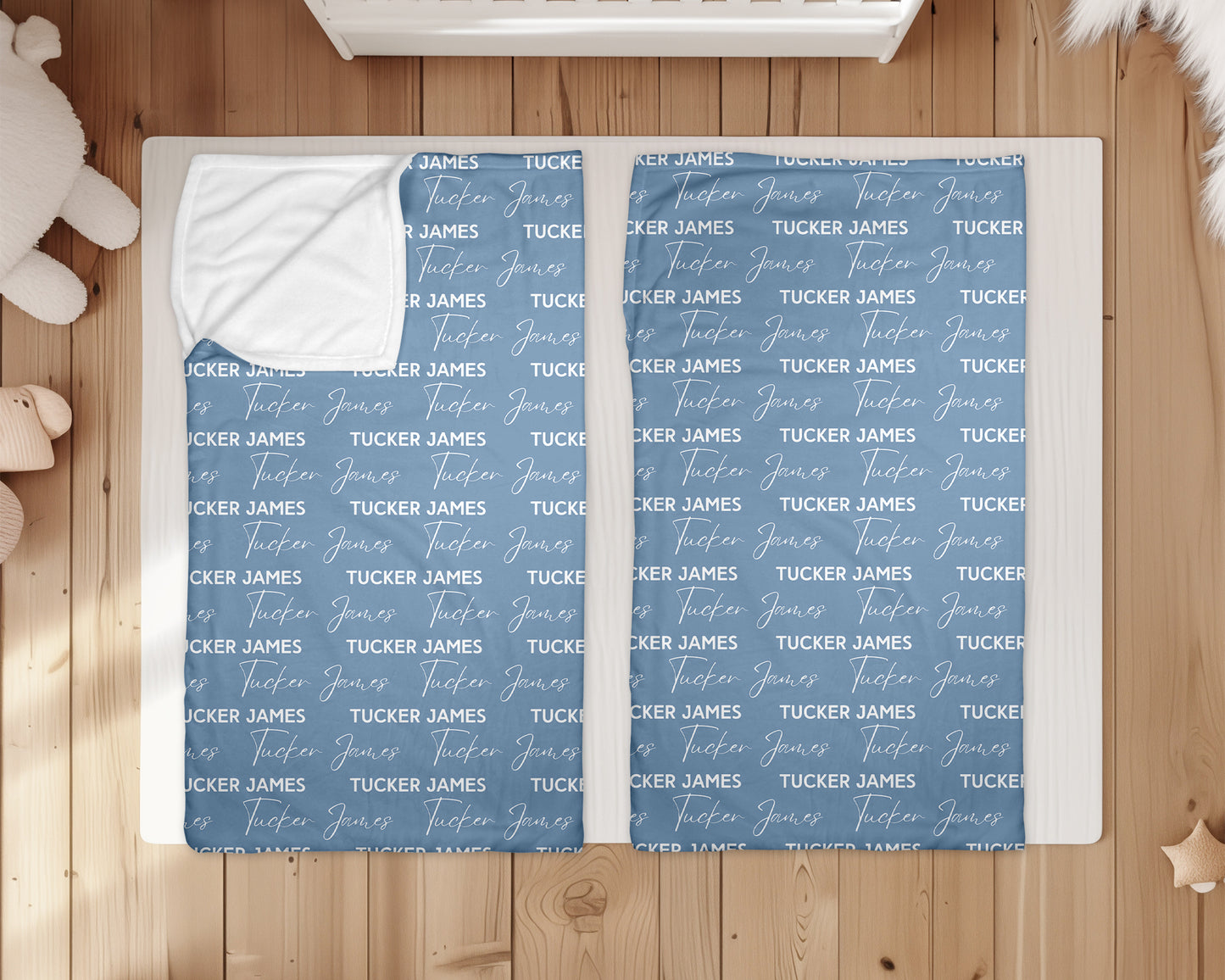 Solid Color Script & Block Font Personalized Minky Plush Nap Sack