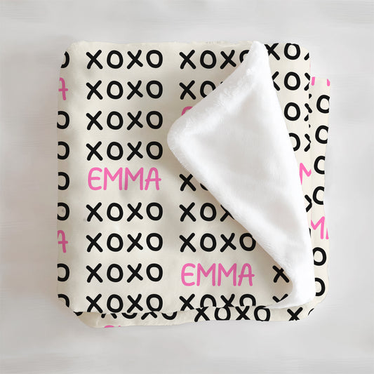 Valentines XOXO Personalized Minky Blanket