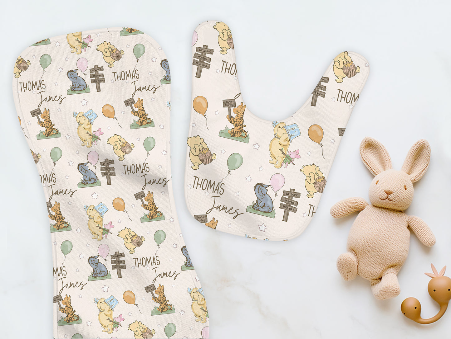 Winnie The Pooh Burp Cloth & Bib