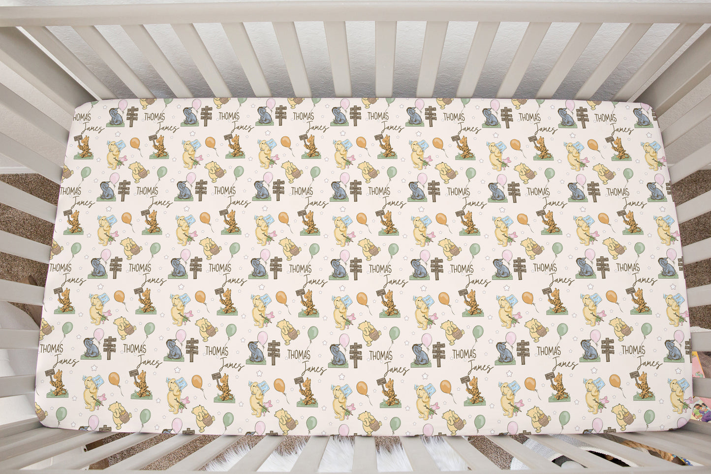 Winnie The Pooh Personalized Crib Sheet