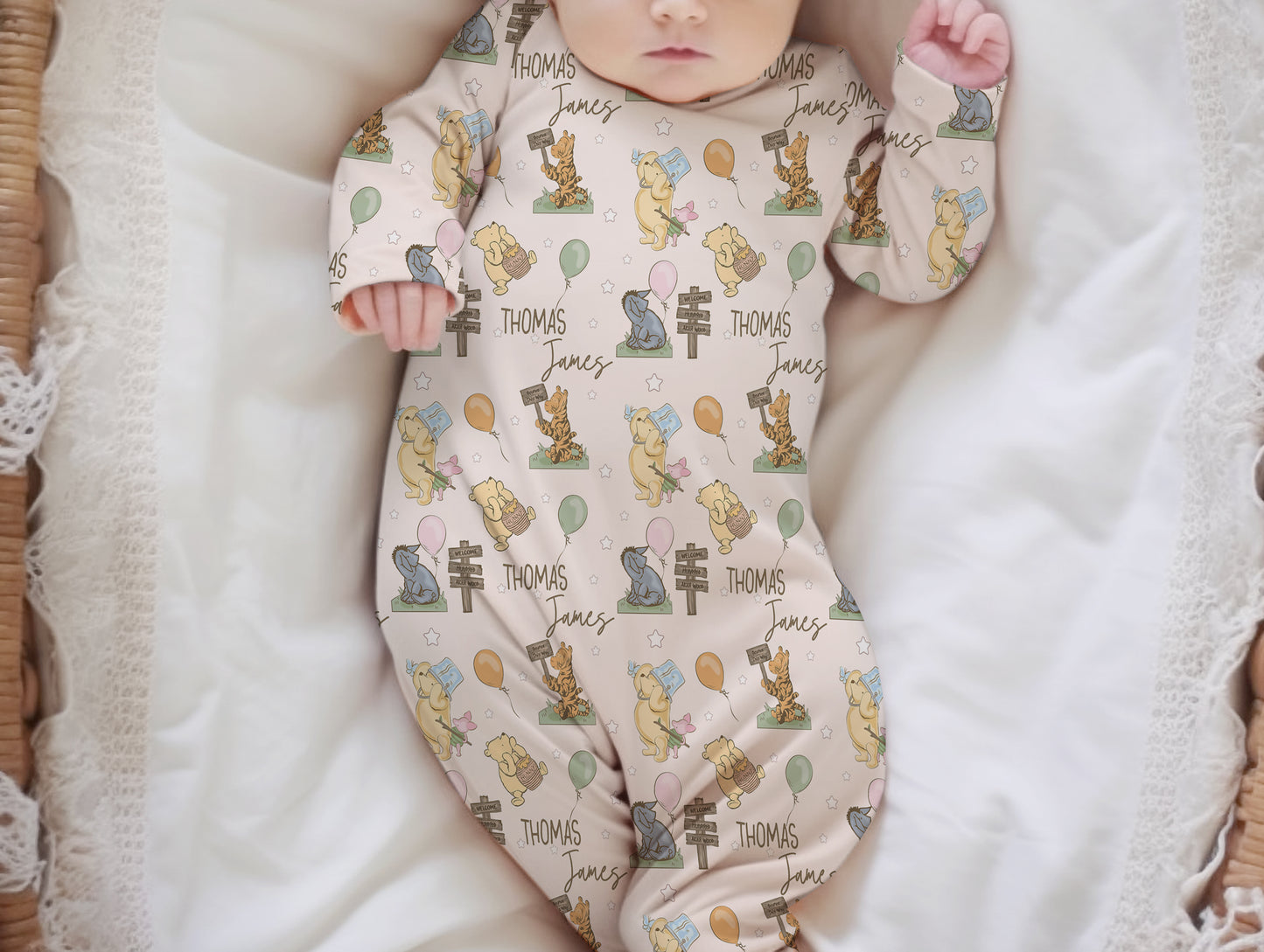 Winnie The Pooh Personalized Name Infant Gown