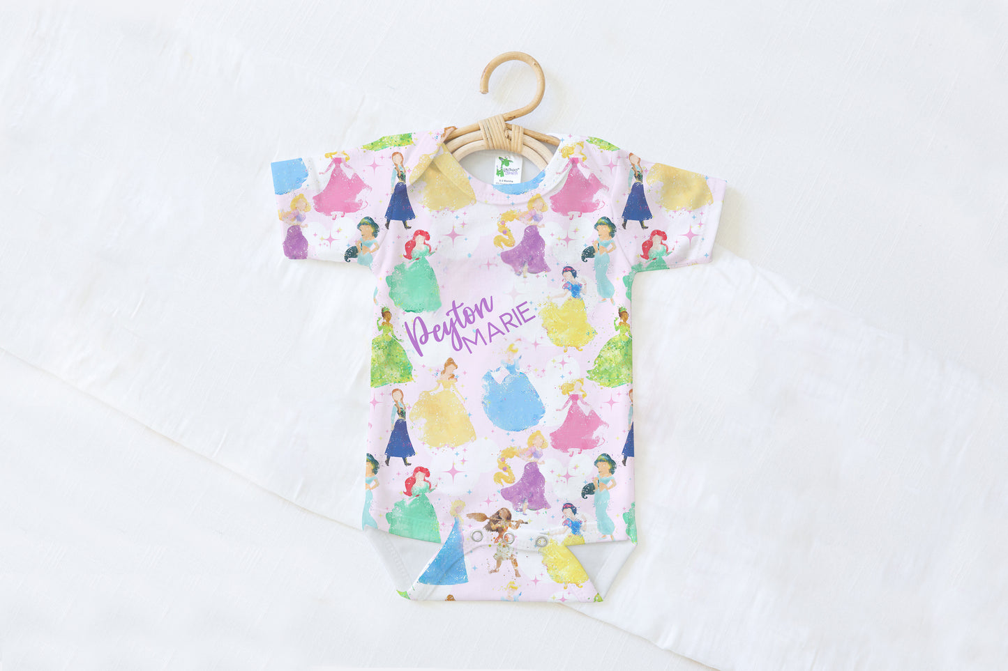 Princess Personalized Name Baby Bodysuit