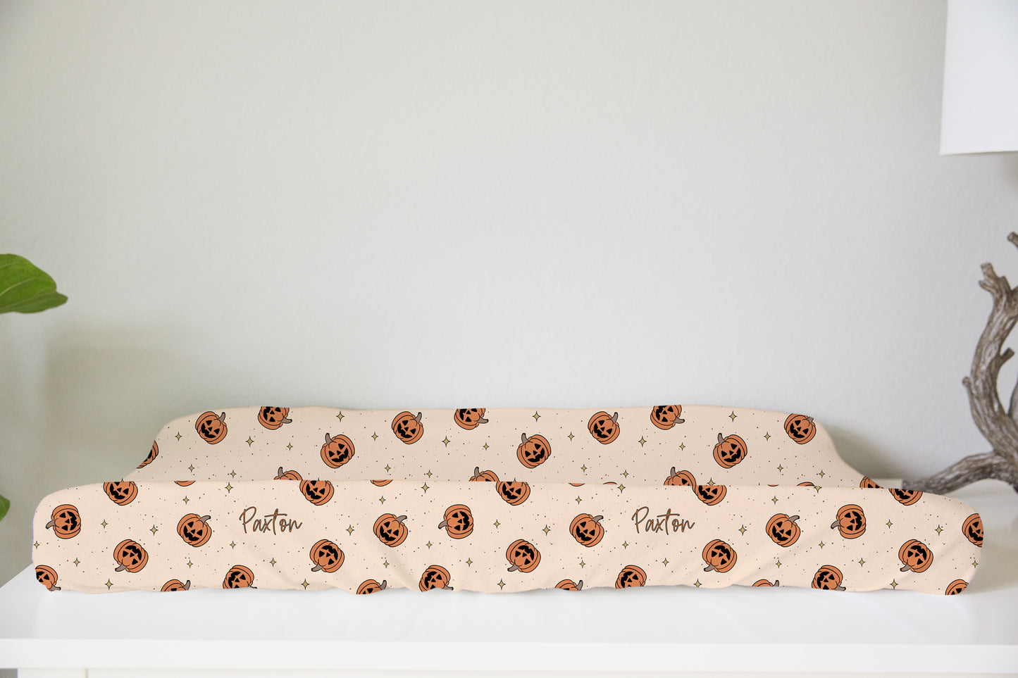 Pumpkin Halloween Personalized Changing Pad Cover