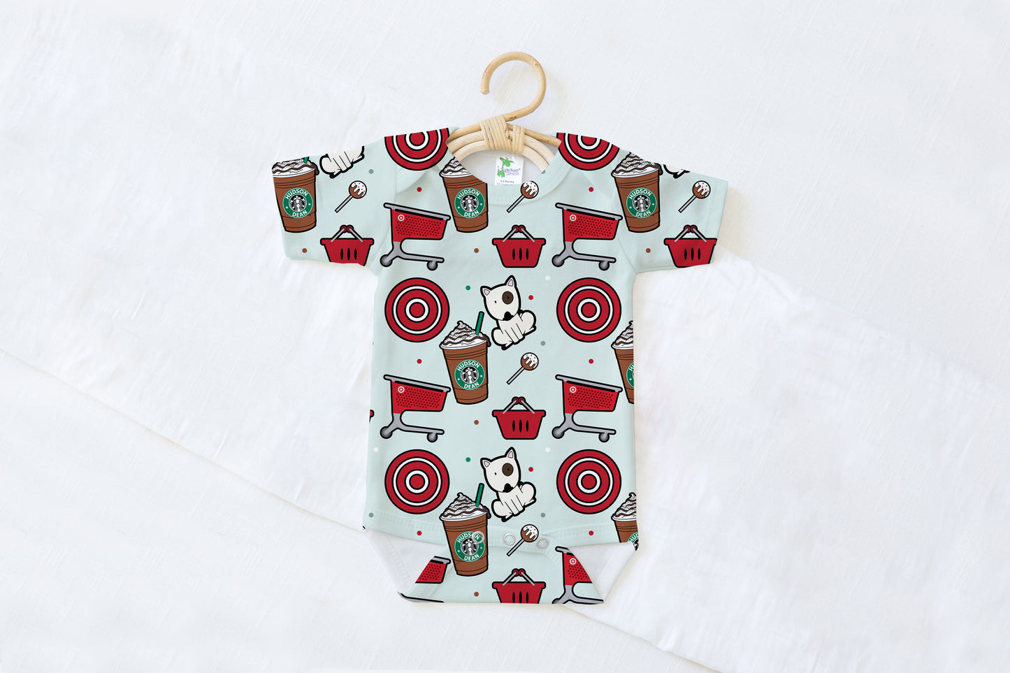 Carts & Coffee Personalized Name Baby Bodysuit