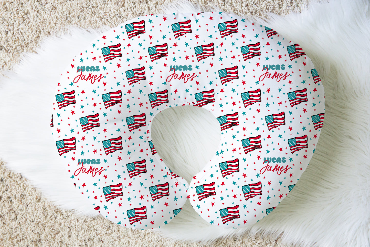 Land Of The Free Personalized Name Nursing Pillow Cover