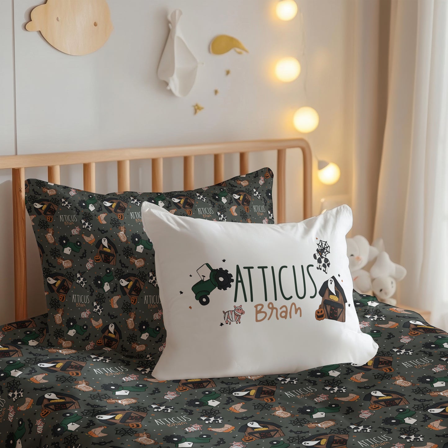 Halloween Barnyard Boos Build Your Own Personalized Twin Bedding Set – Sheets & Pillowcase Options