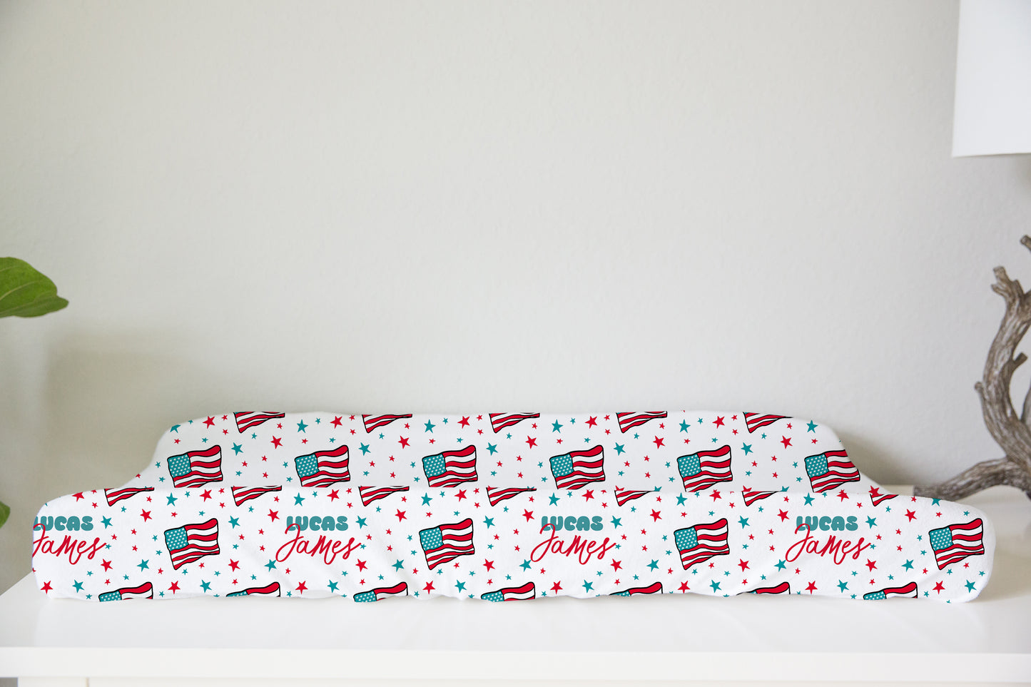 Land Of The Free Personalized Changing Pad Cover