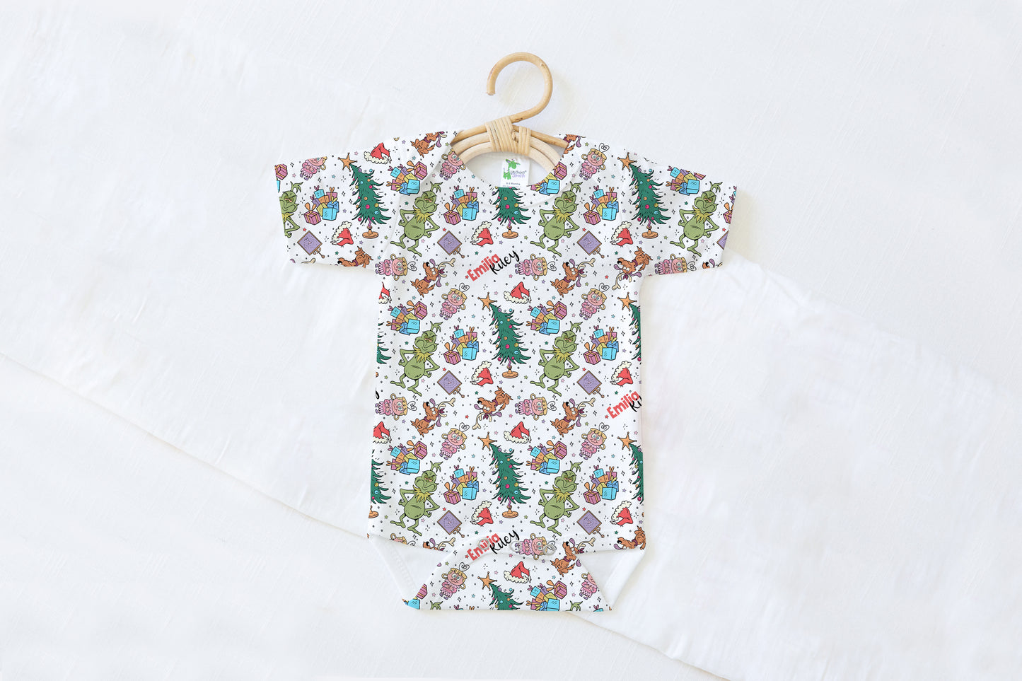 Mean But Merry Christmas Personalized Name Baby Bodysuit