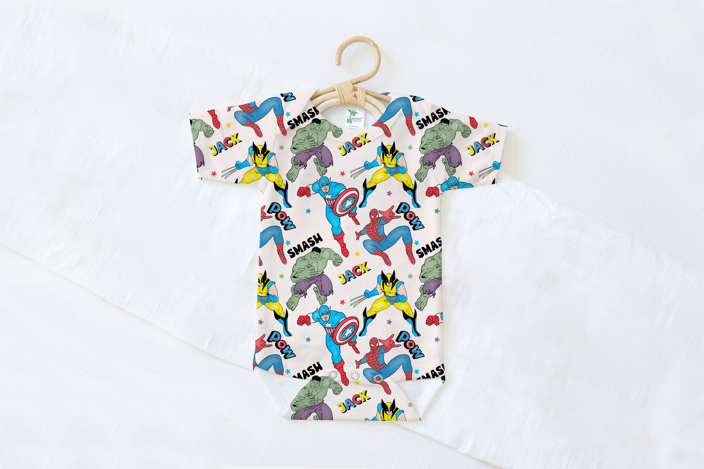 Hero Personalized Name Baby Bodysuit