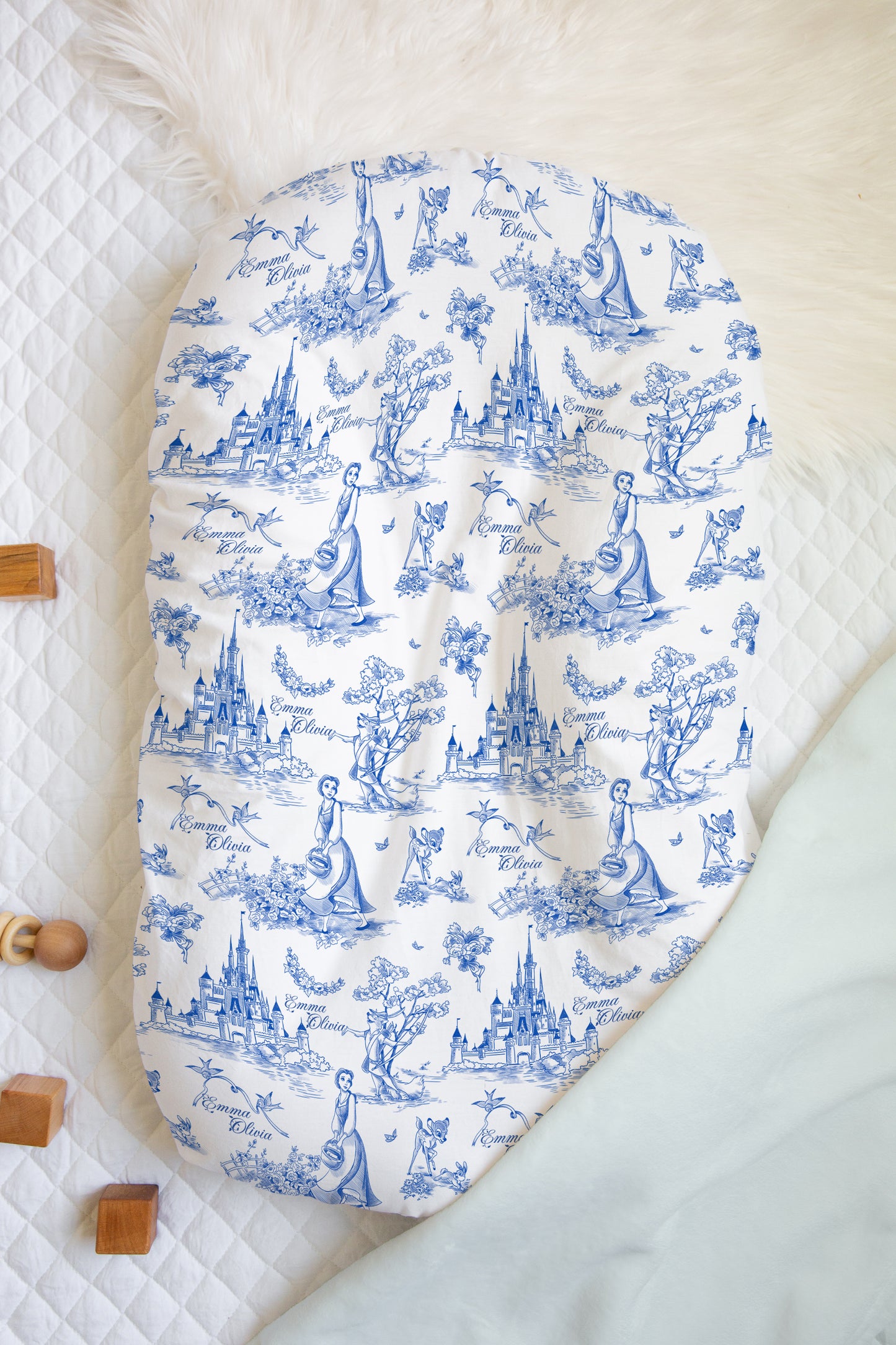 Tale As Old As Time Blue Toile Personalized Lounge Cover - Fits "Snuggle Me"