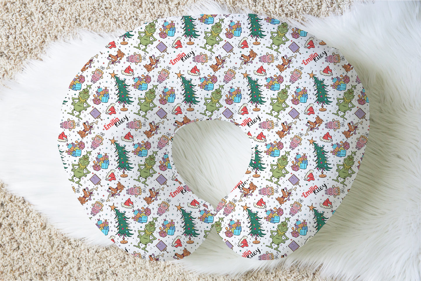 Mean But Merry Christmas Personalized Baby Name Nursing Pillow Cover