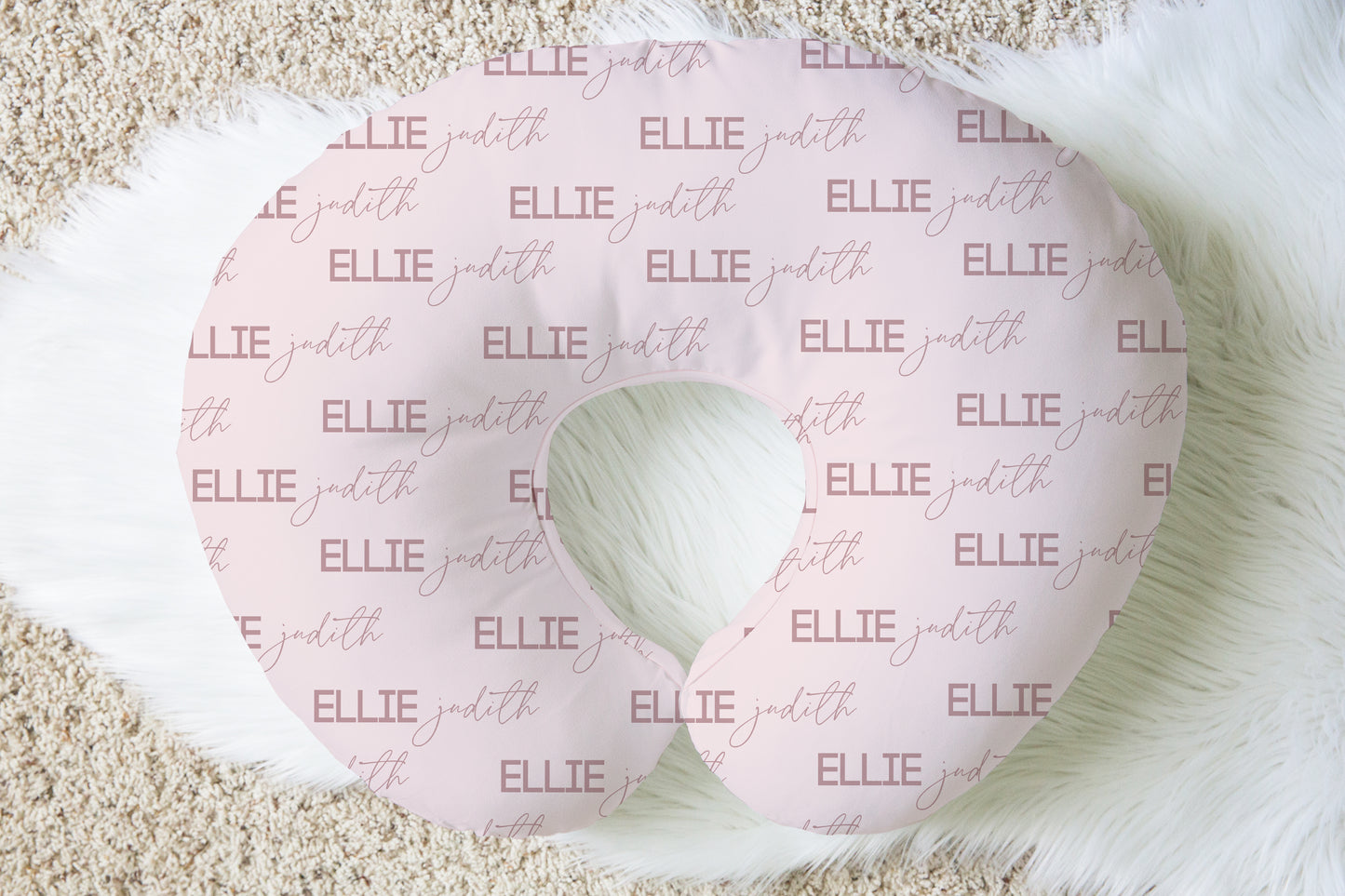 Solid Color Script & Block Font Personalized Name Nursing Pillow Cover