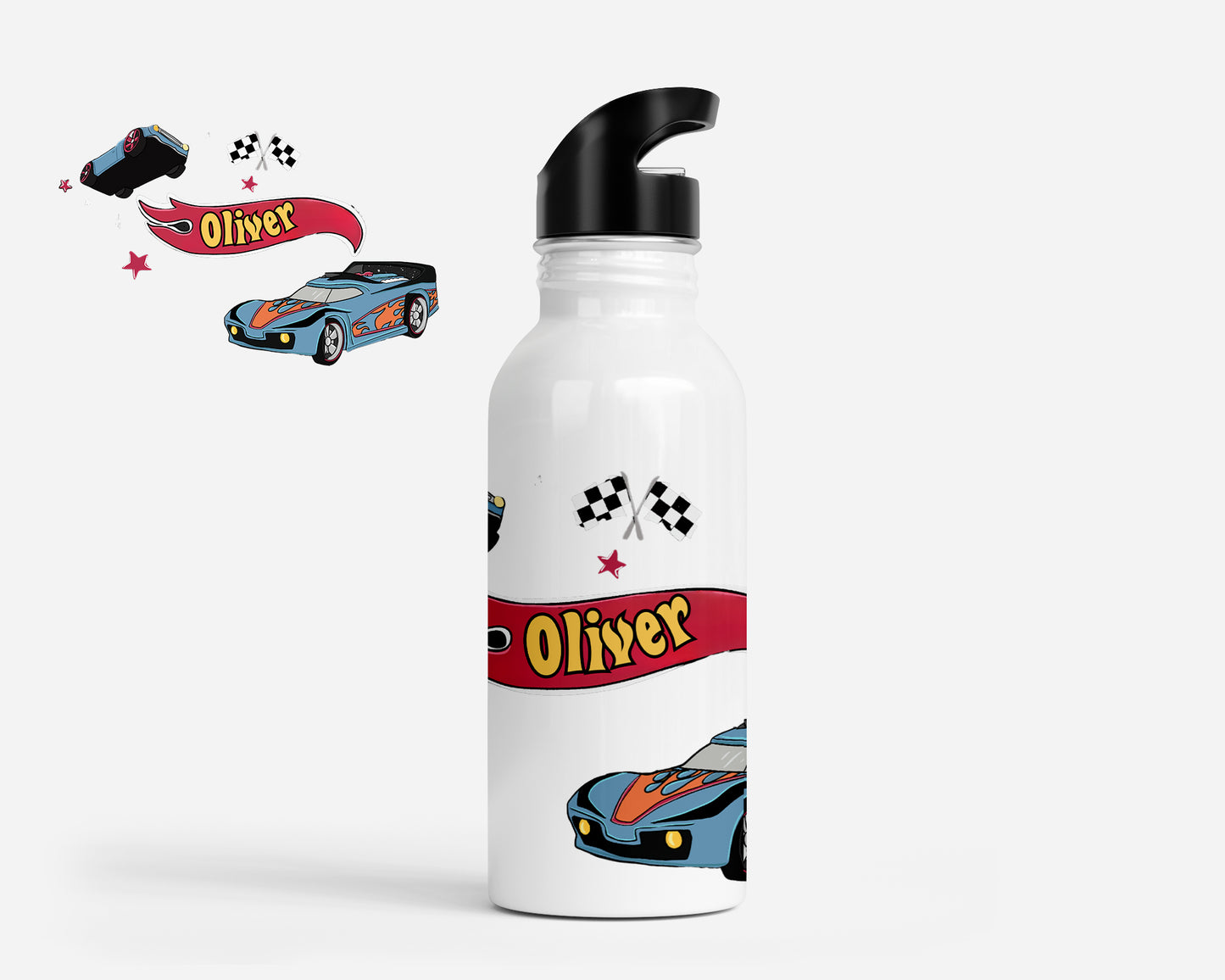 Let's Race Personalized Kids Water Bottle