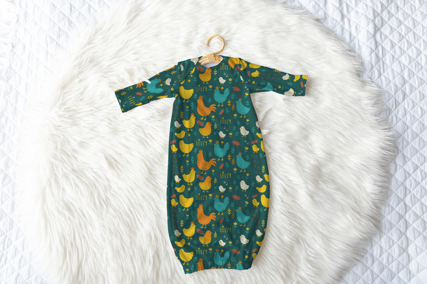 Cluck & Bloom Personalized Name Infant Gown