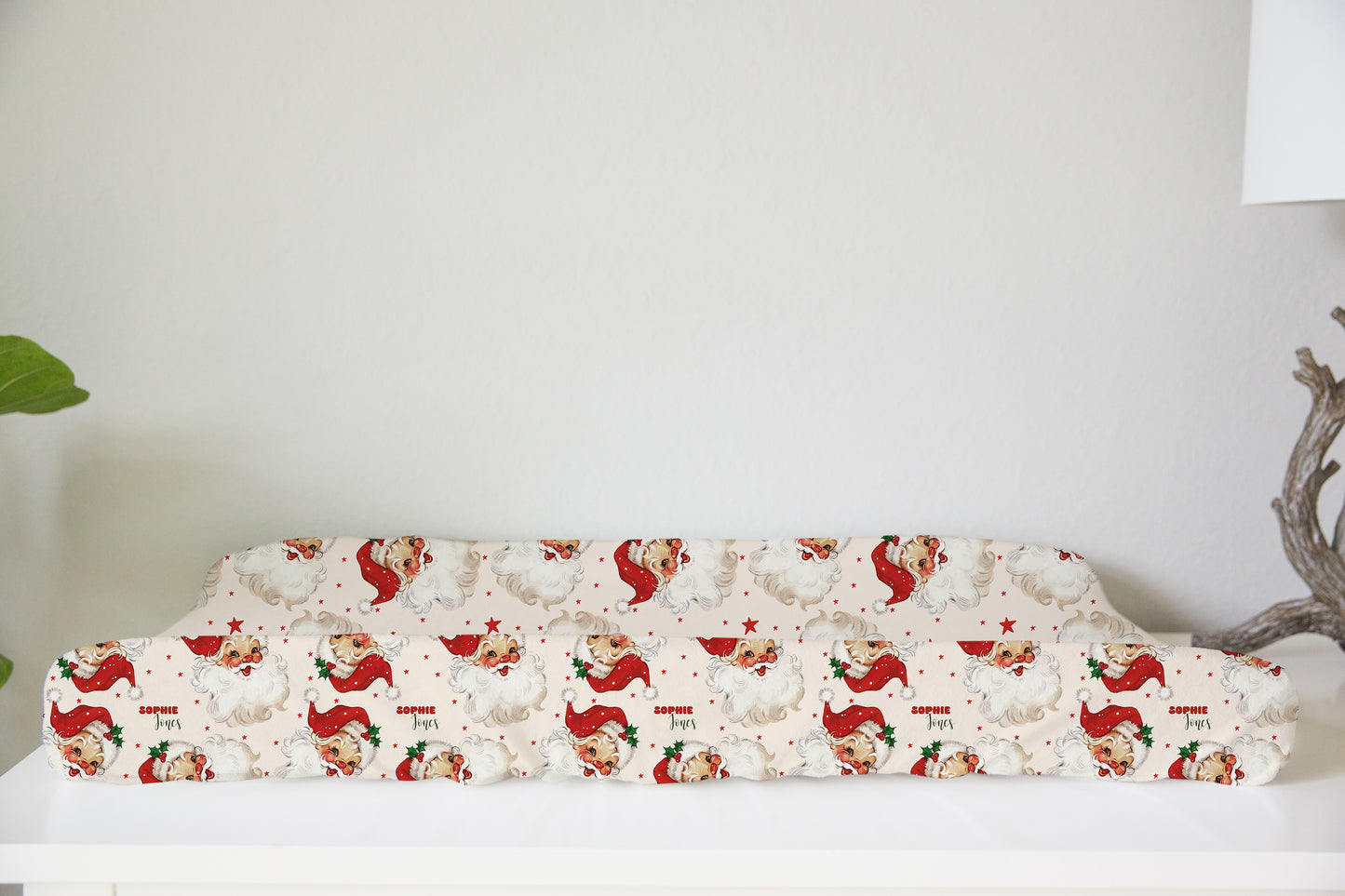 Old Saint Nick Christmas Personalized Changing Pad Cover