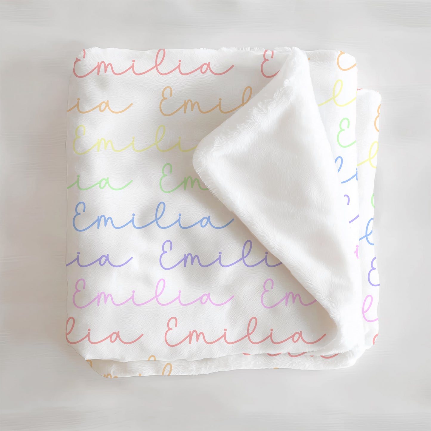 Rainbow Pastels Doodle Font Personalized Minky Blanket