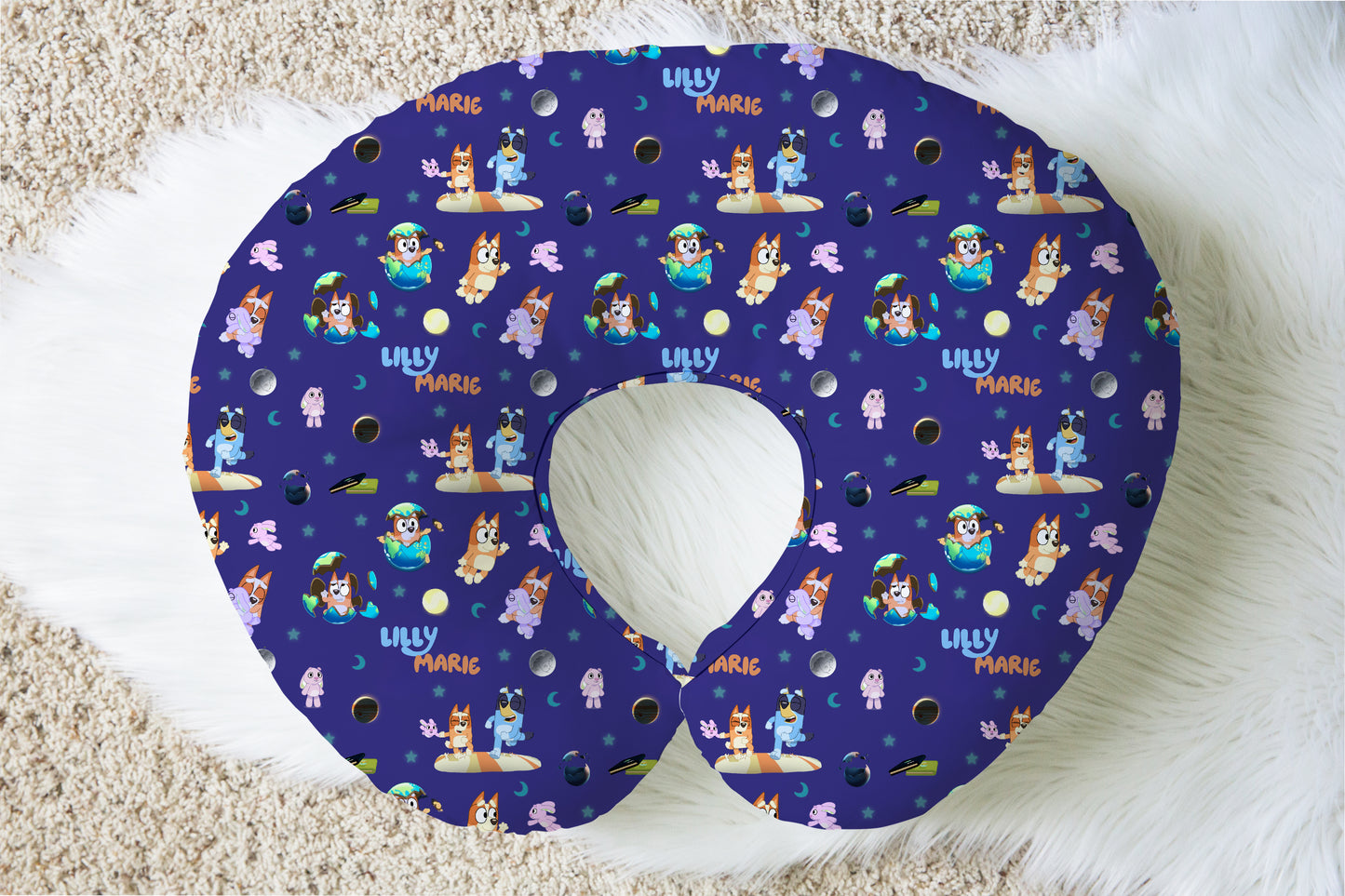 Sleepytime Pups Personalized Name Nursing Pillow Cover