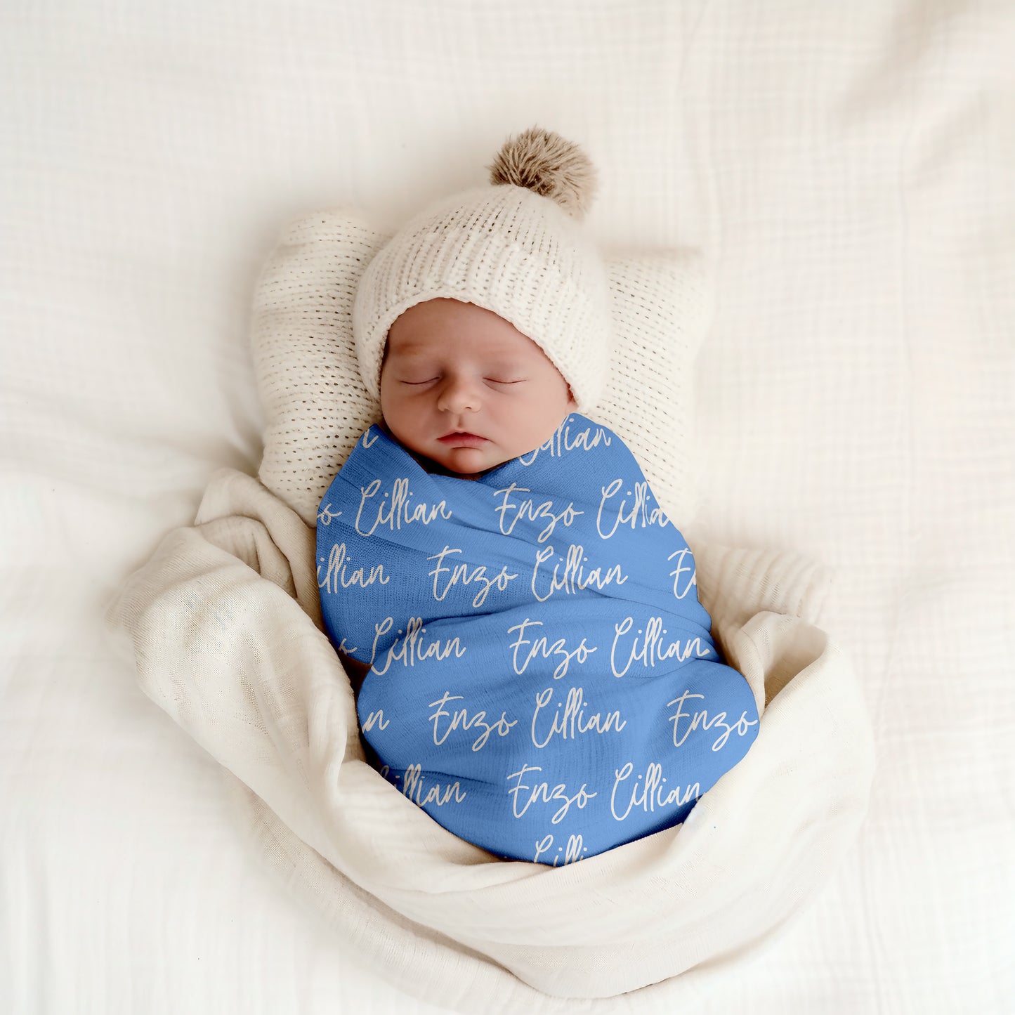 Solid Color Twisty Font Personalized Name Swaddle